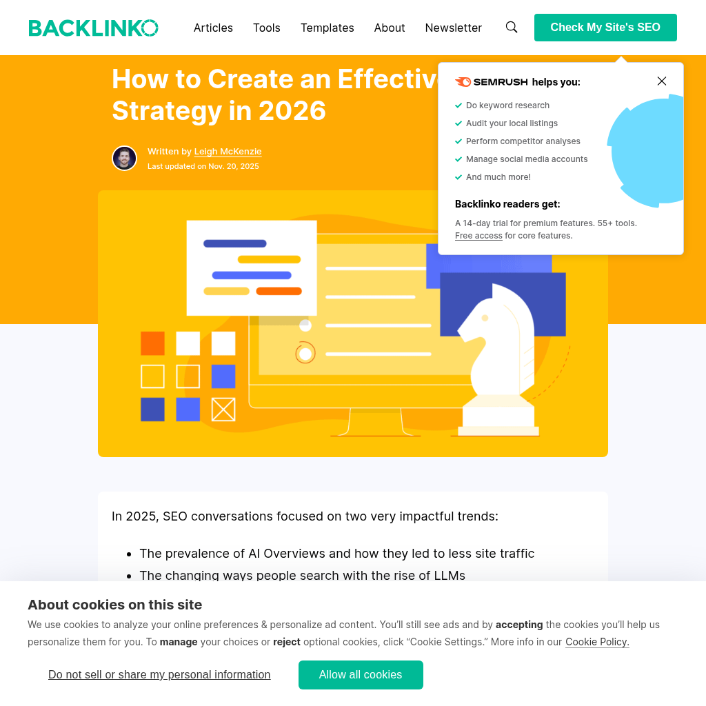Backlinko SEO Strategy Guide interface
