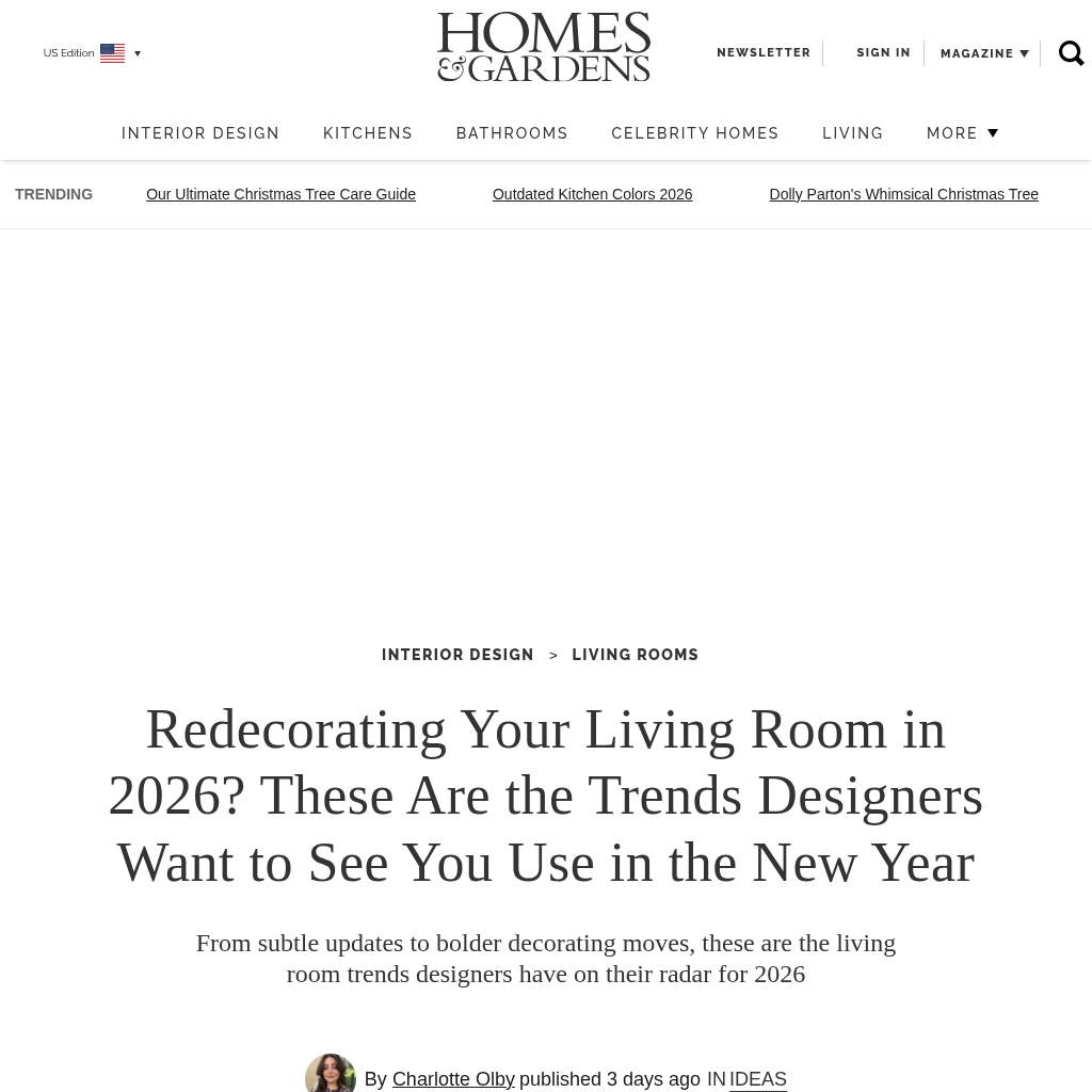 Living Room Trends 2026 by Homes & Gardens interface