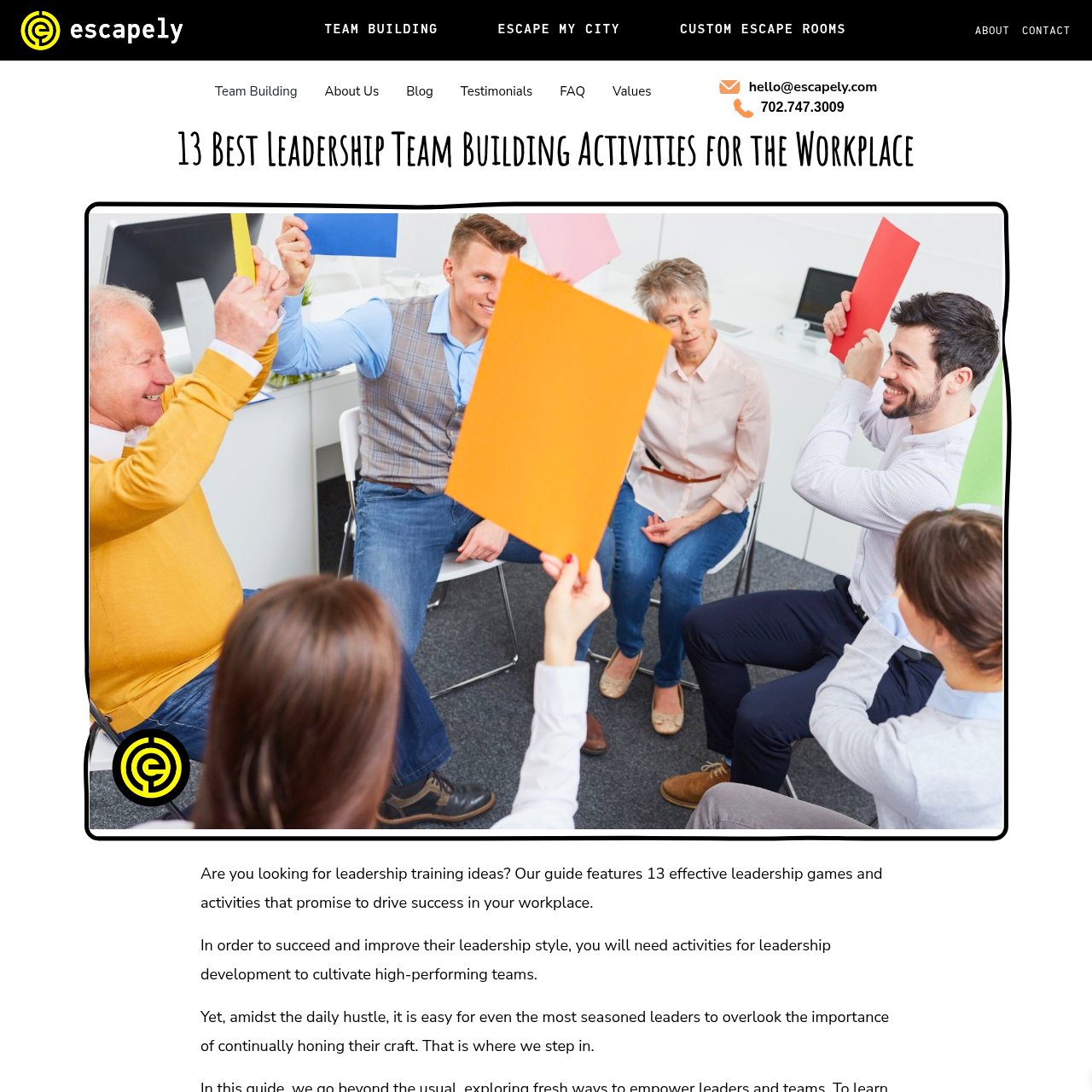 Escapely Leadership Activities