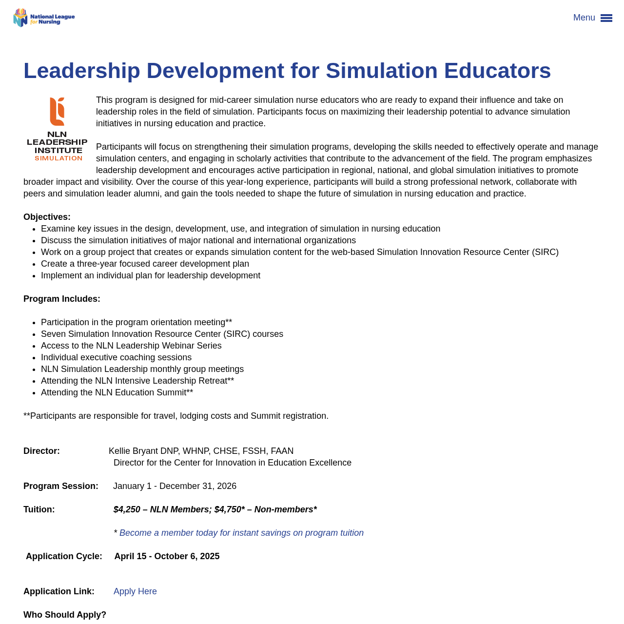 Leadership Development for Simulation Educators