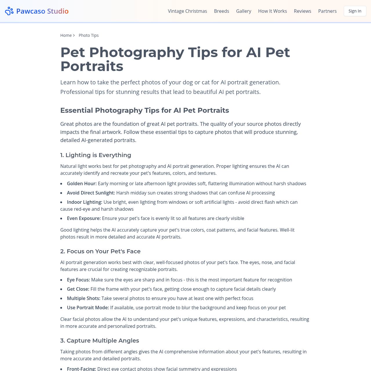 Pawcaso Studio landing page