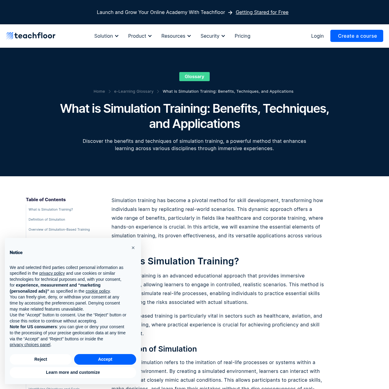 Teachfloor Learning Interface