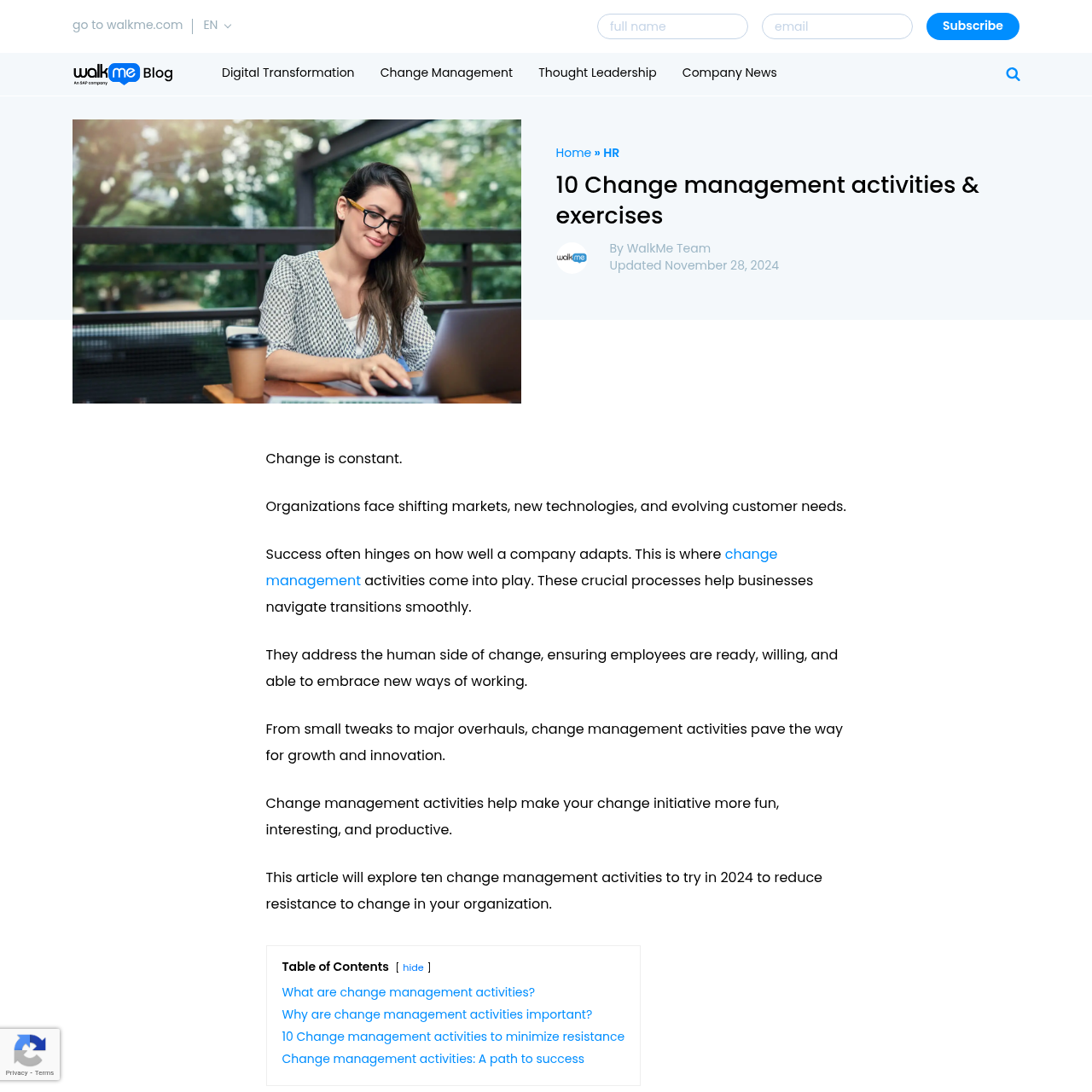 10 Change management activities & exercises interface