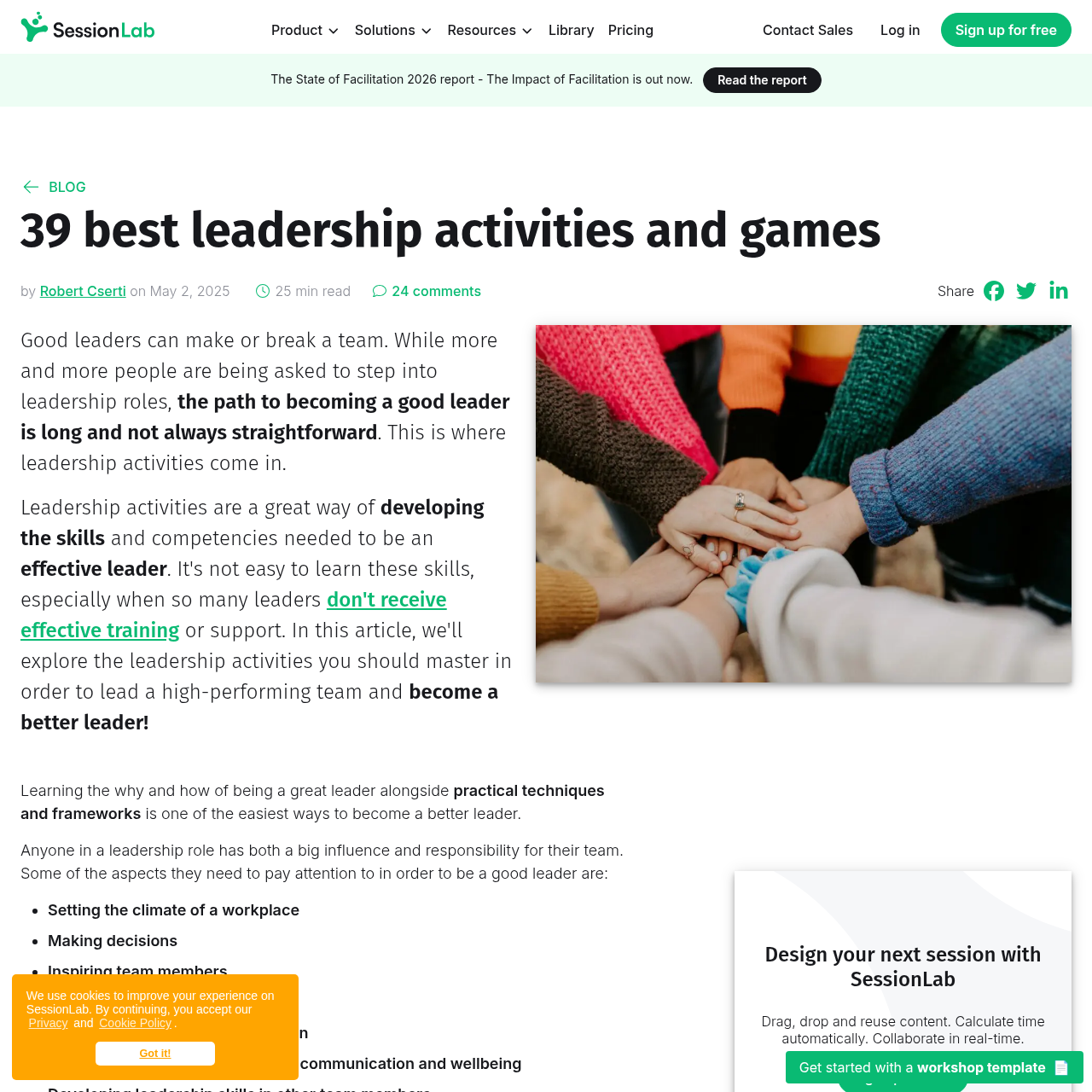 39 best leadership activities and games | SessionLab interface