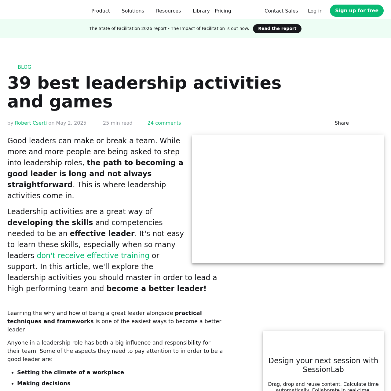 SessionLab leadership activities article interface