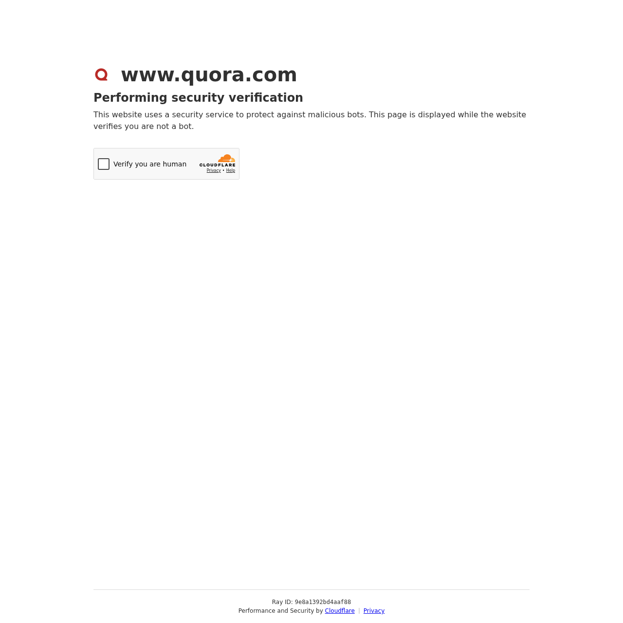 Quora access verification screenshot