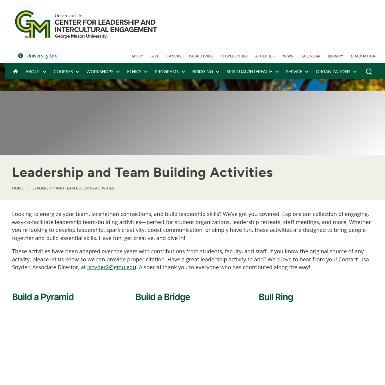 Leadership and Team Building Activities – Center for Leadership and Intercultural Engagement interface