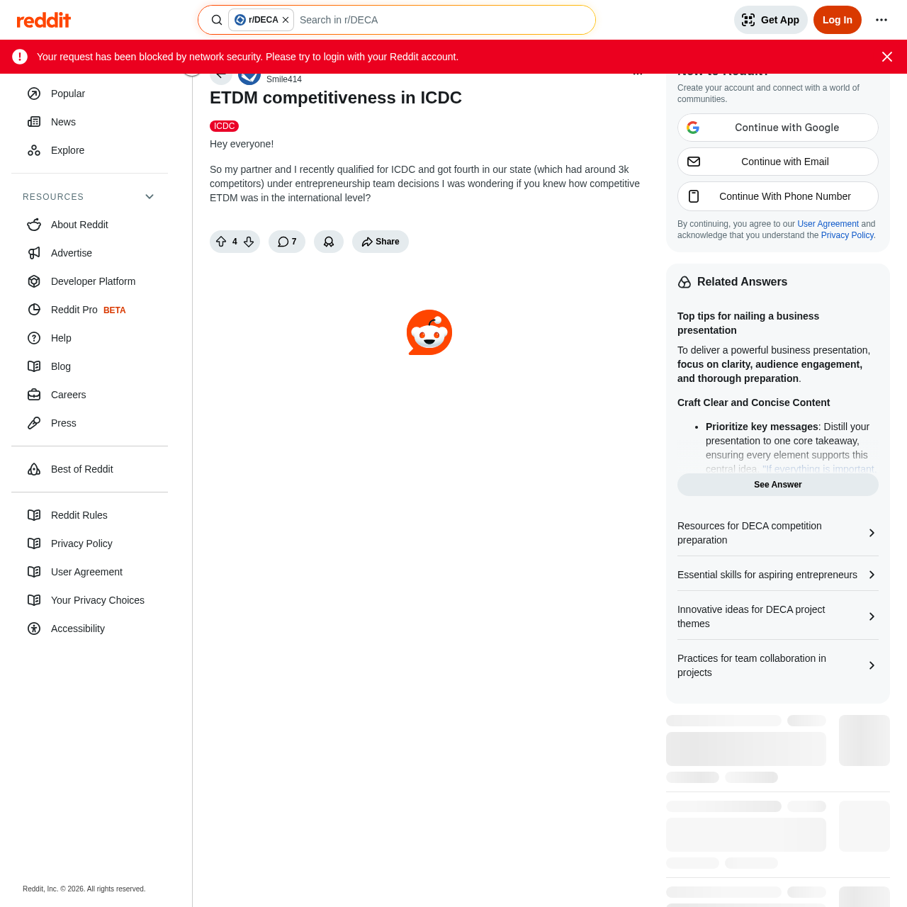 ETDM competitiveness in ICDC Reddit thread interface