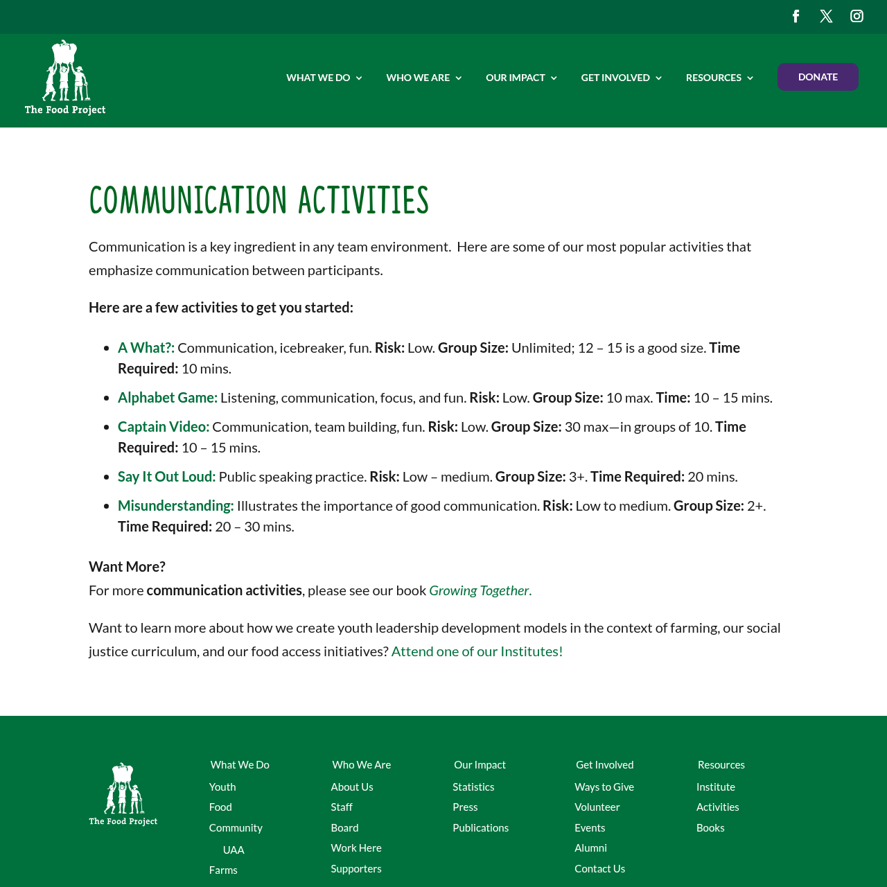 Communication Activities interface