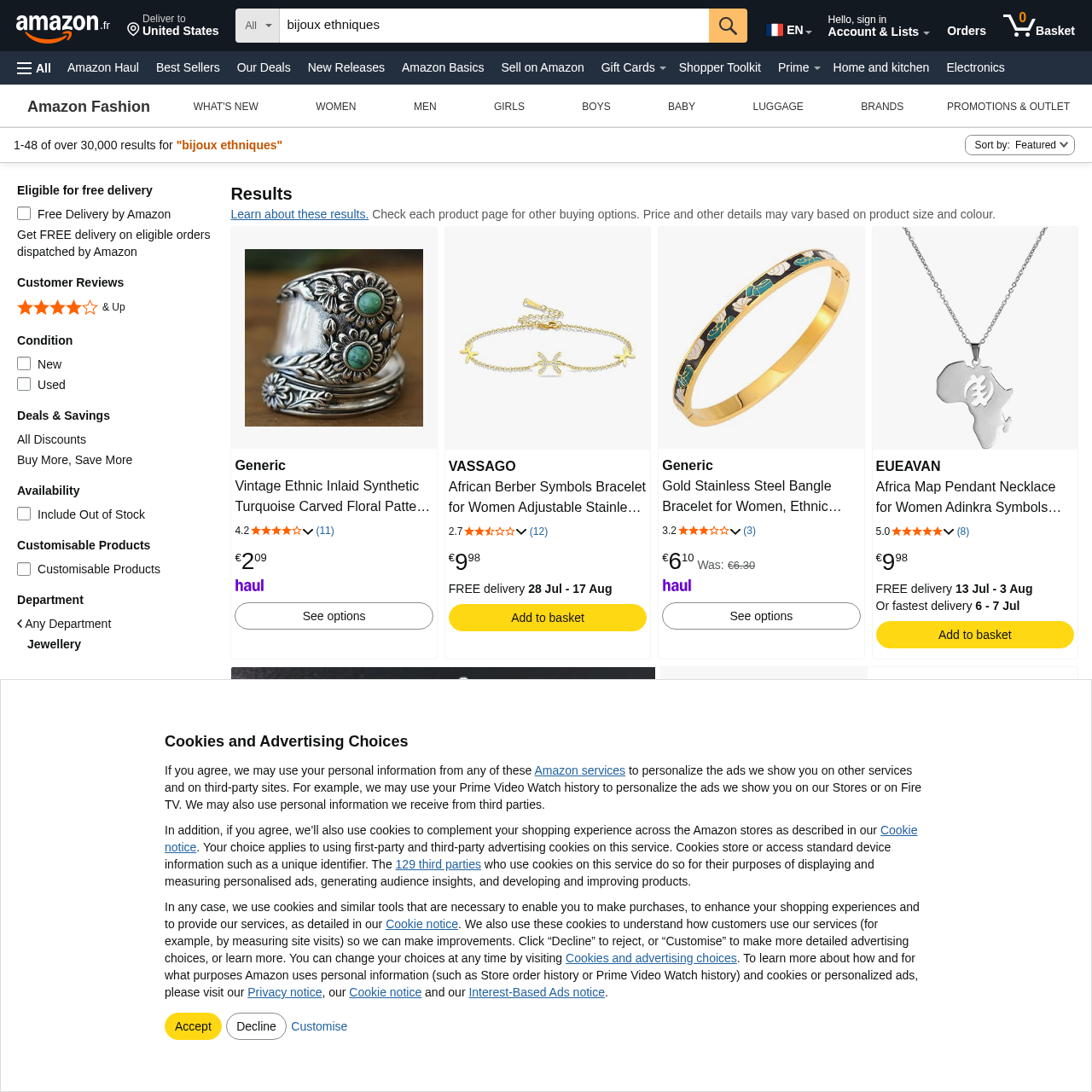 Résultats de recherche bijoux ethniques sur Amazon.fr