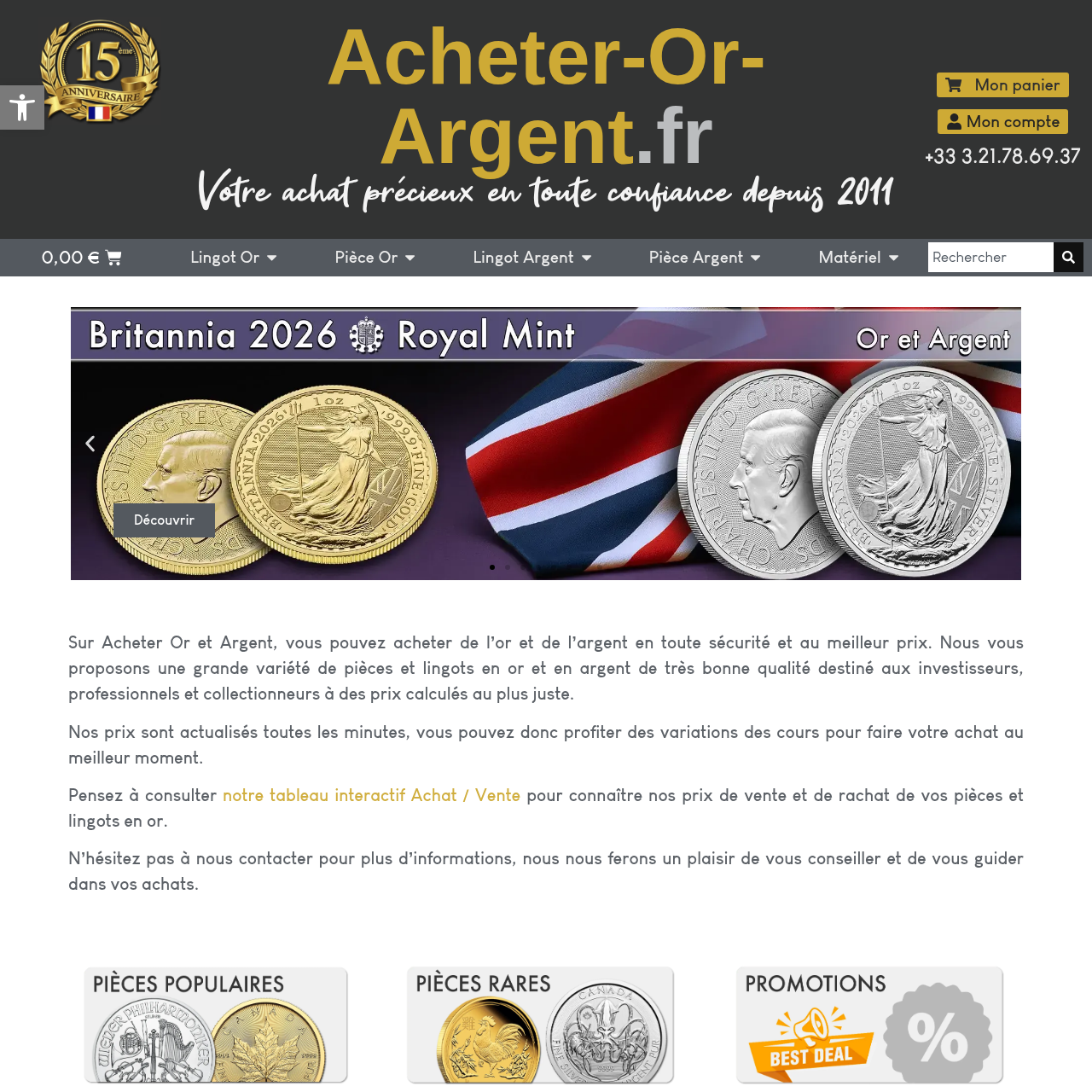 Interface d'Acheter-Or-Argent.fr