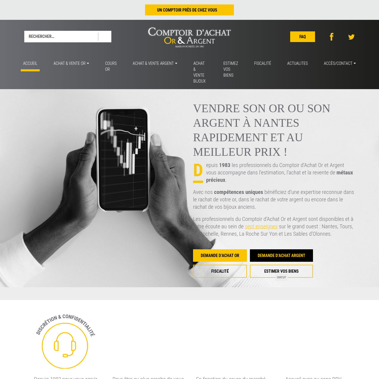 Interface de comptoirdachatoretargent.fr