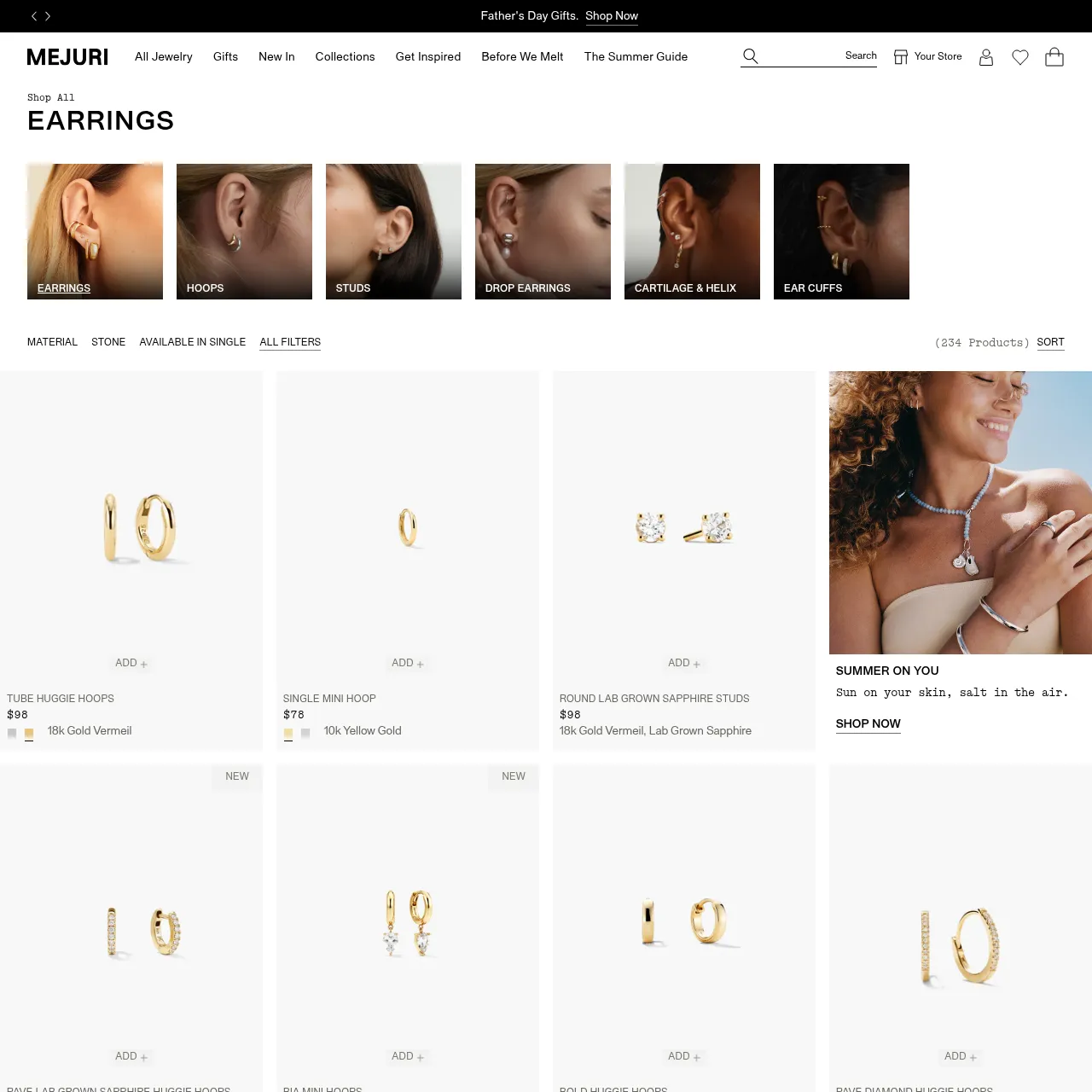 Mejuri Women's Earrings Collection