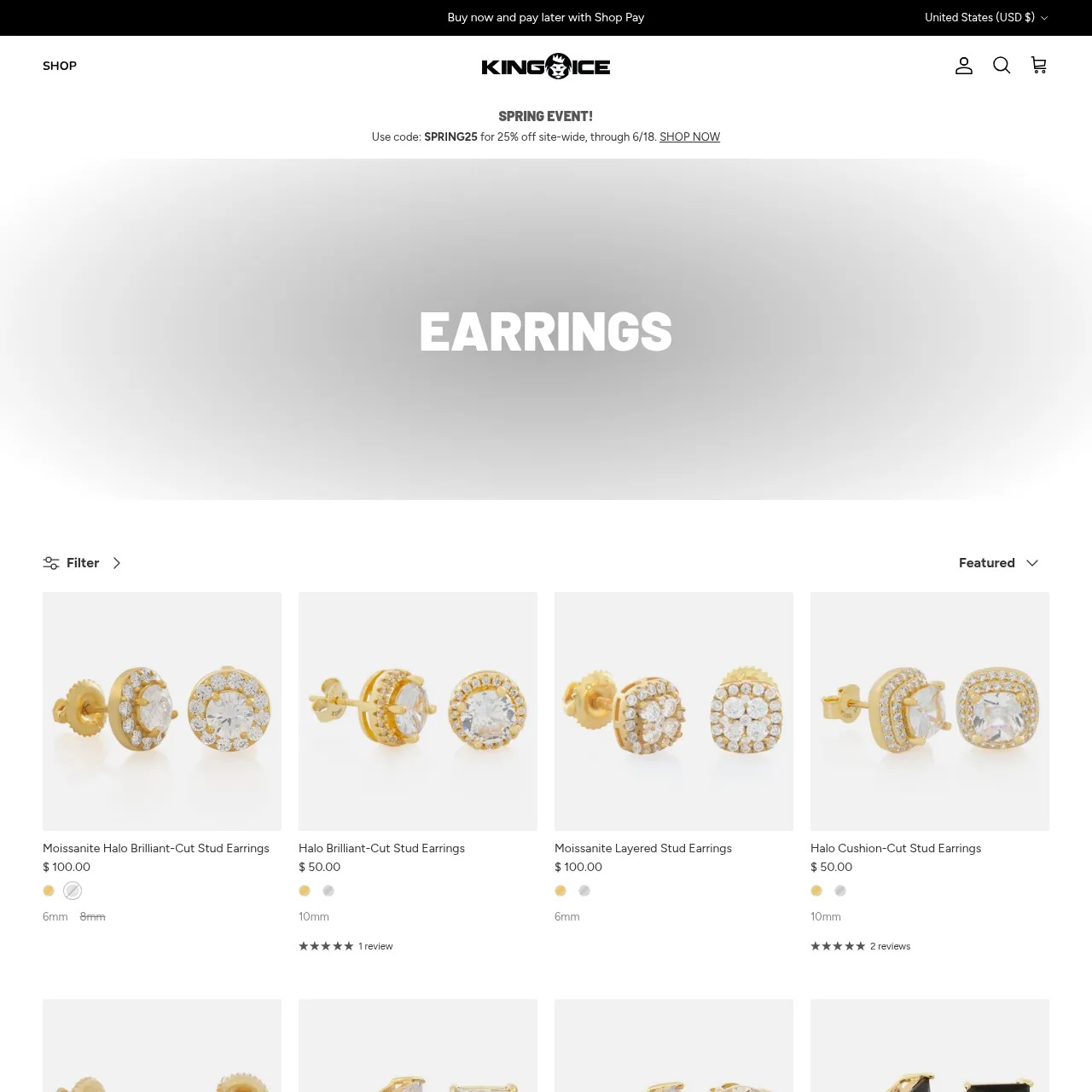 King Ice men's earrings and hip hop jewelry collection