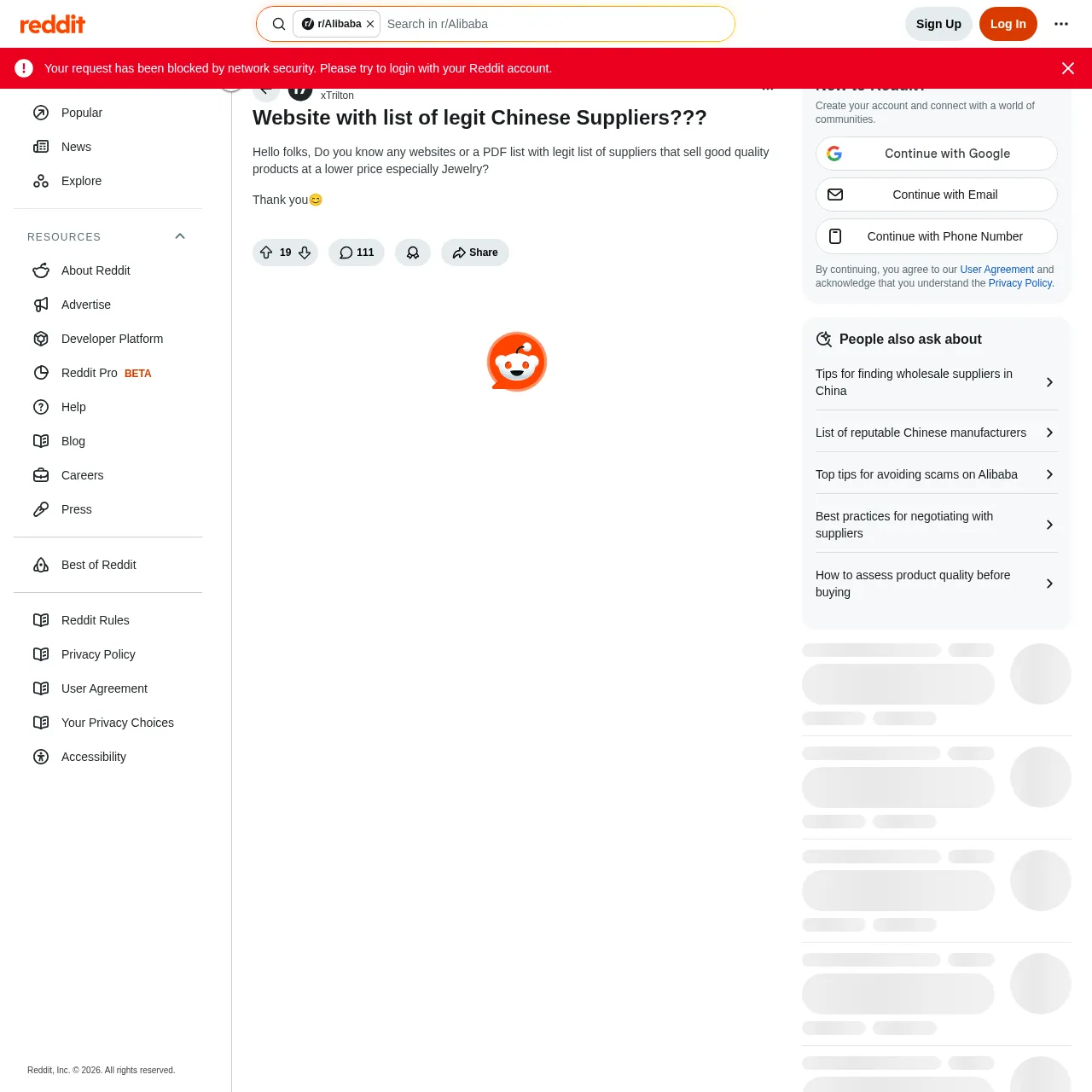Reddit r/Alibaba community supplier thread