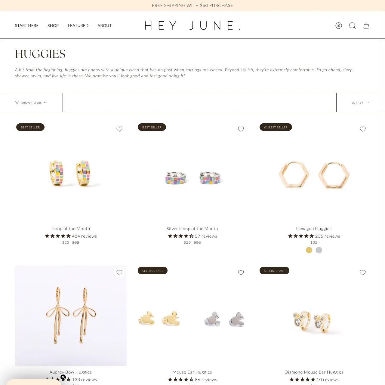 Hey June Huggies Collection interface