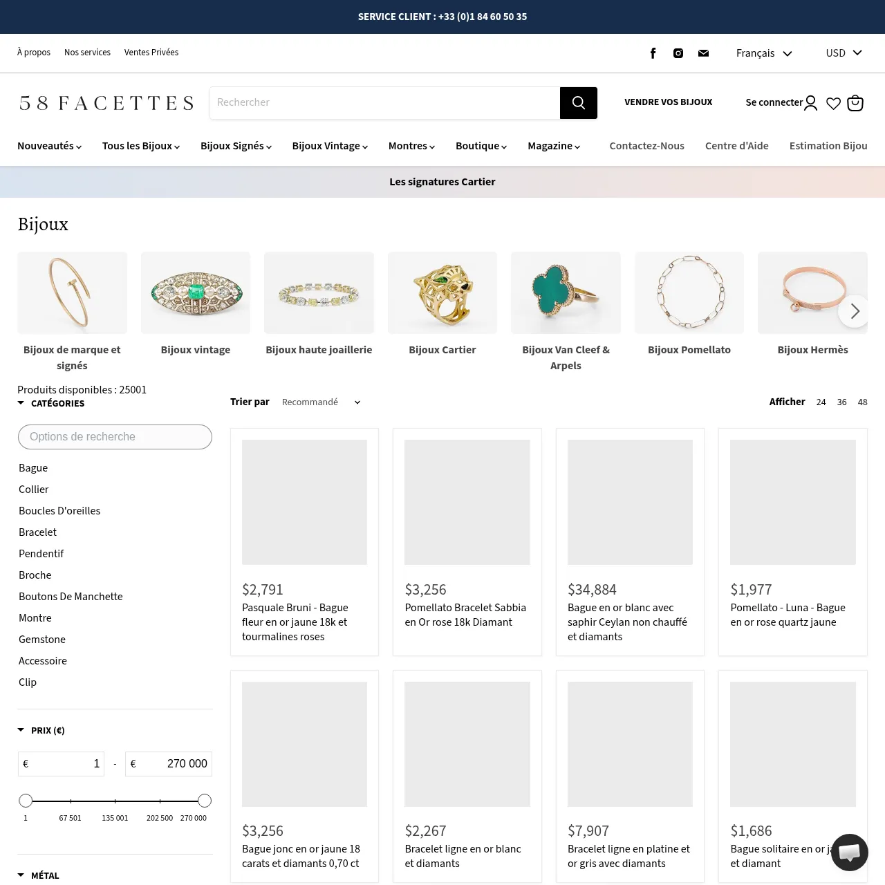 Interface 58 Facettes bijoux occasion