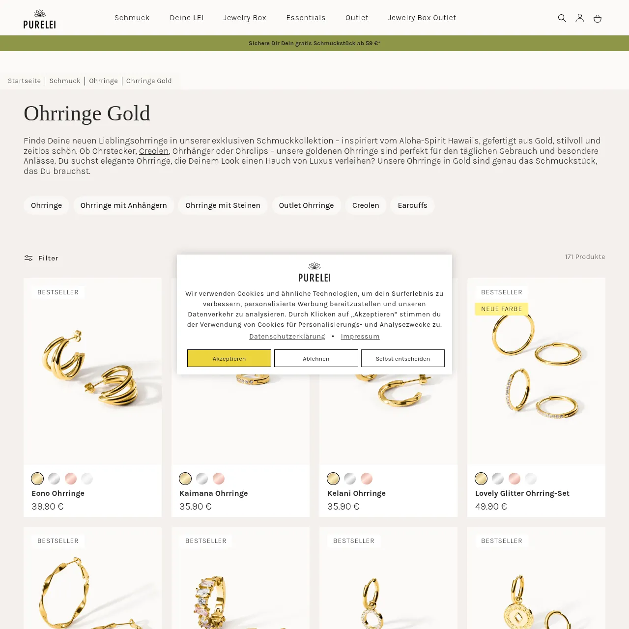 Goldene Ohrringe für Damen — PURELEI Collection