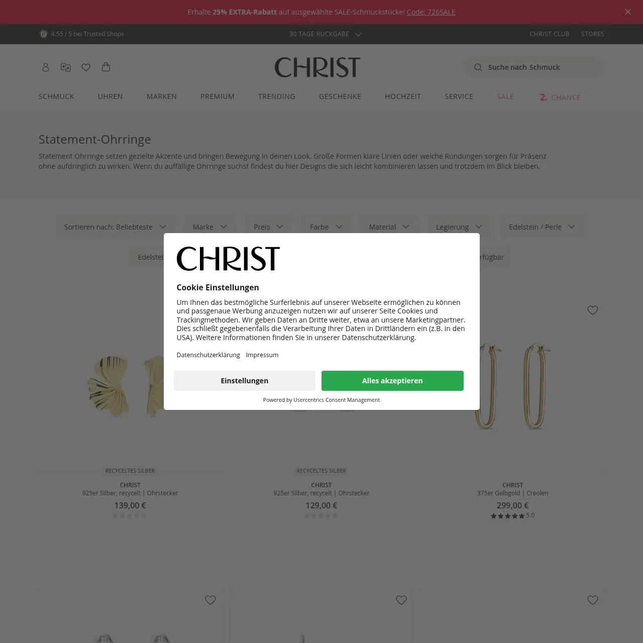 Statement-Ohrringe CHRIST Kategorie