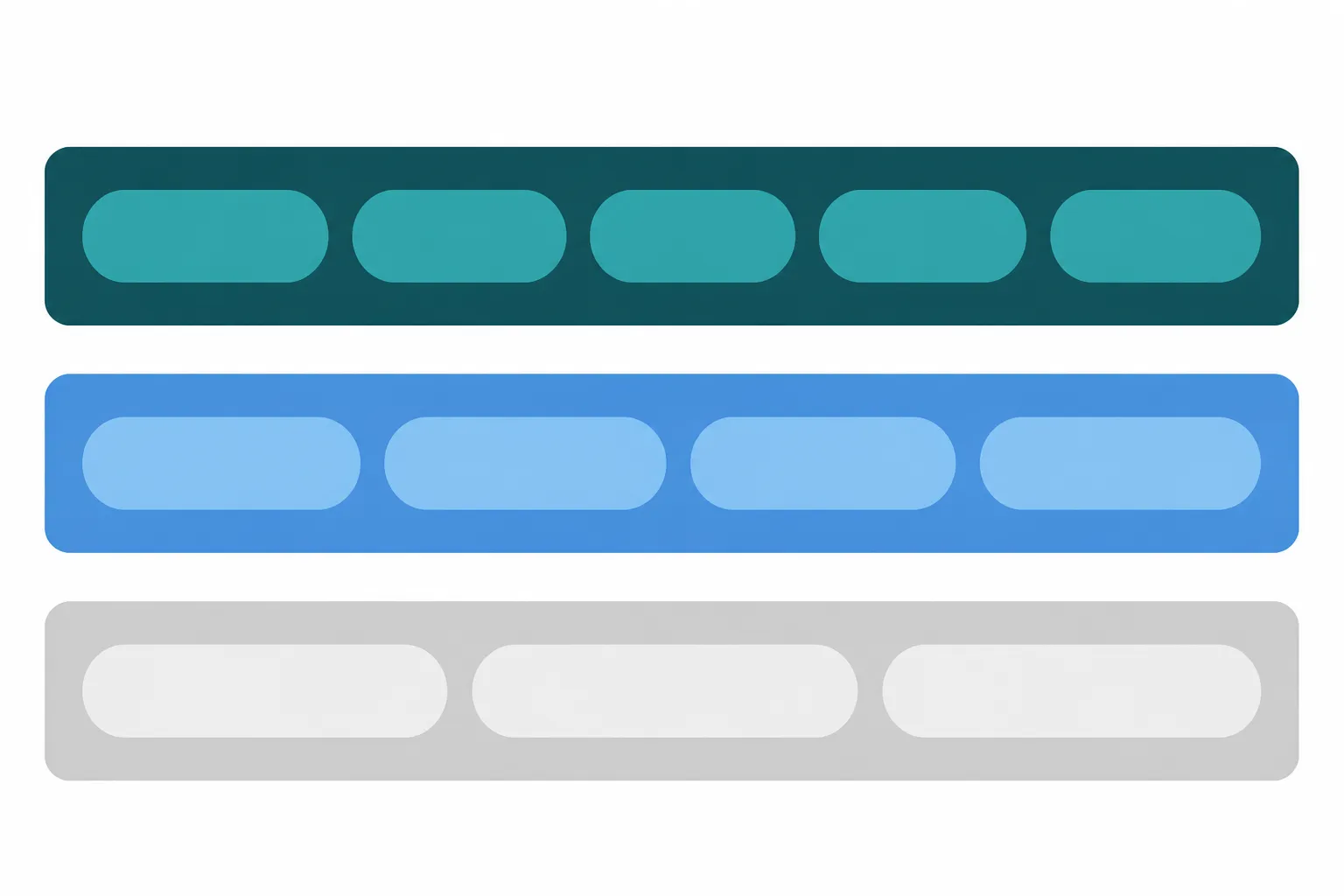 manufacturing synonyms - Clean flat-design infographic with three horizontal tiers labeled STRONGEST / STRONG / WEAK, each tier containing labeled word chips in distinct colors — dark teal for STRONGEST (construction, manufacture), medium blue for STRONG (fabrication, production, assembly, forging, casting), light gray for WEAK (mass-production), white background, no decorative elements