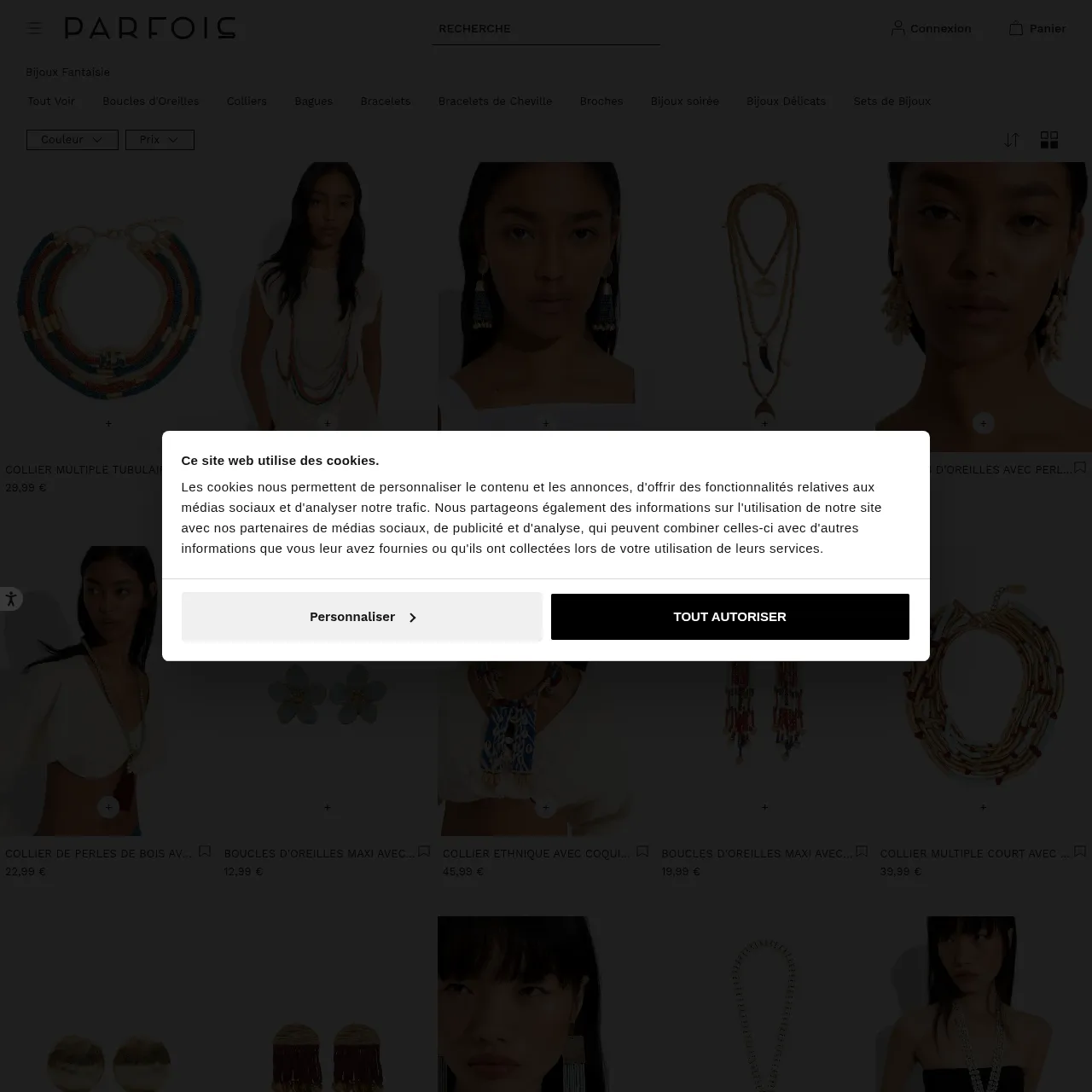 Bijoux Fantaisie – Parfois France (Collection boucles, colliers et accessoires) interface