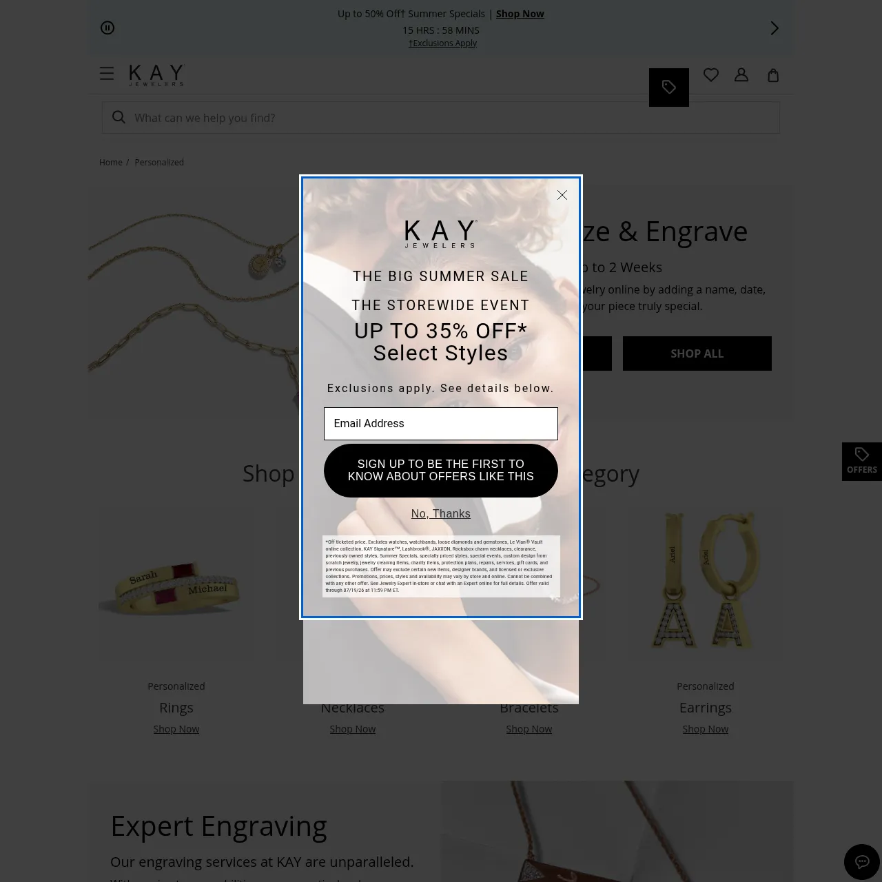 Kay Jewelers personalized jewelry