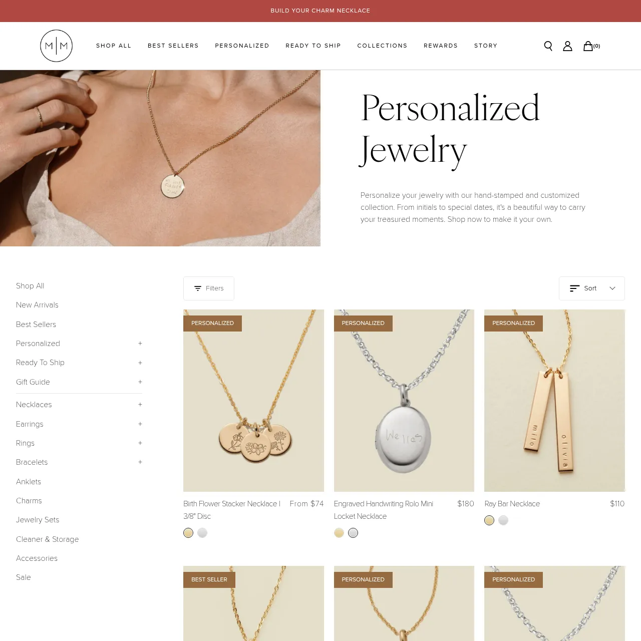 Made by Mary personalized jewelry collection