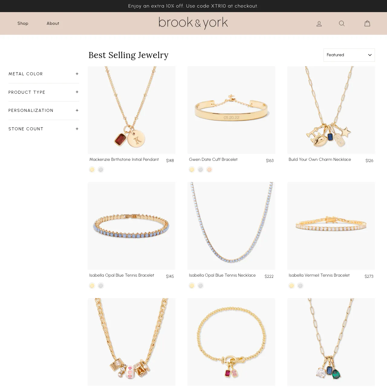 Brook & York – Best Selling Jewelry Collection interface