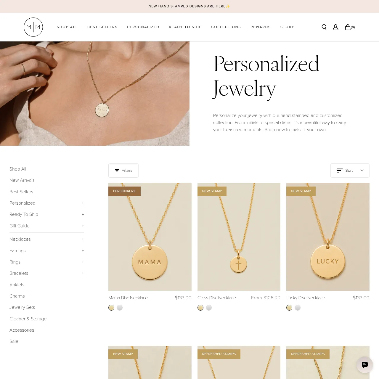 Made by Mary – Personalized Jewelry Collection interface