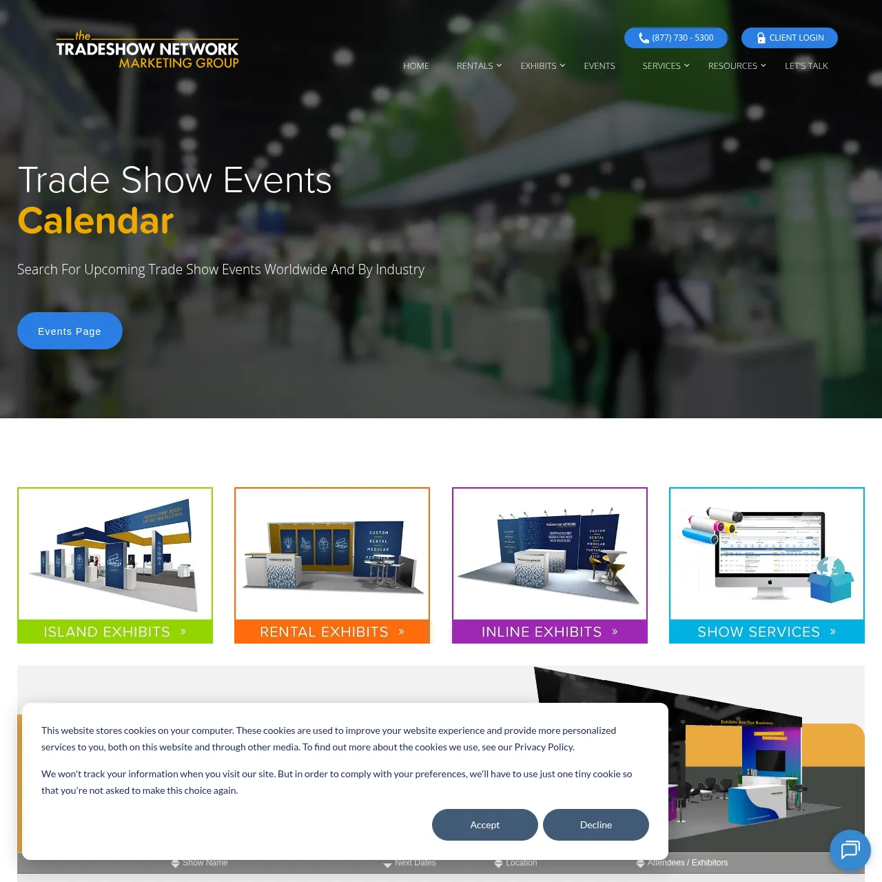 The Trade Show Network (TTNMG) — Trade Show Calendar & Exhibit Services interface