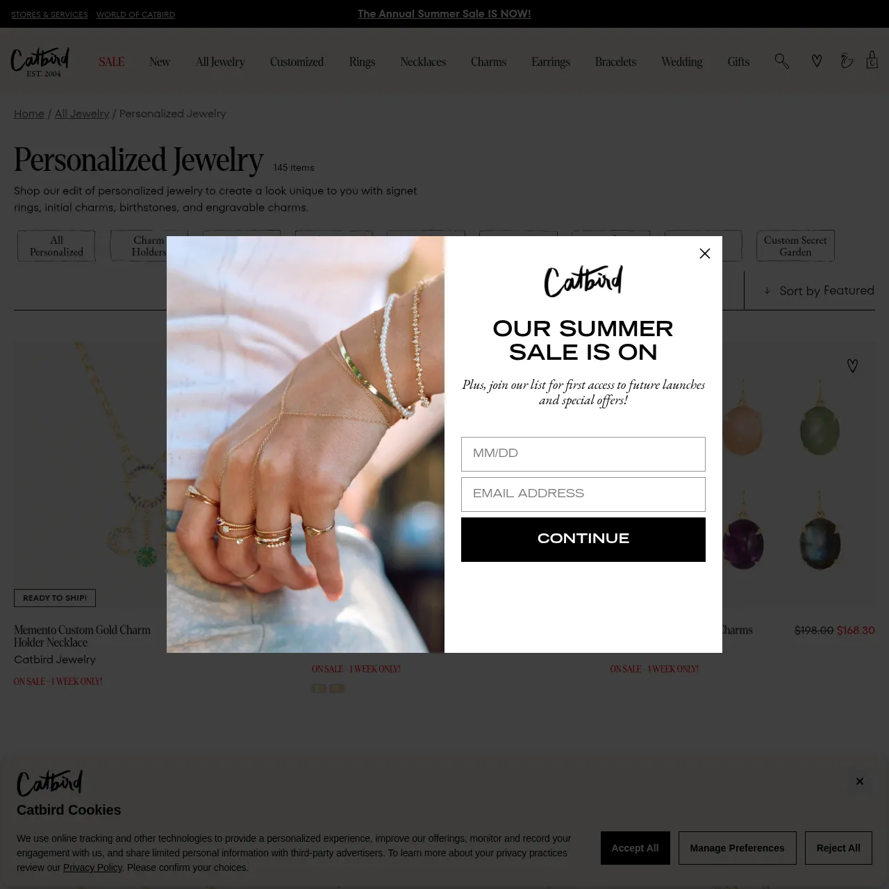 Catbird personalized jewelry — rings, pendants and charms