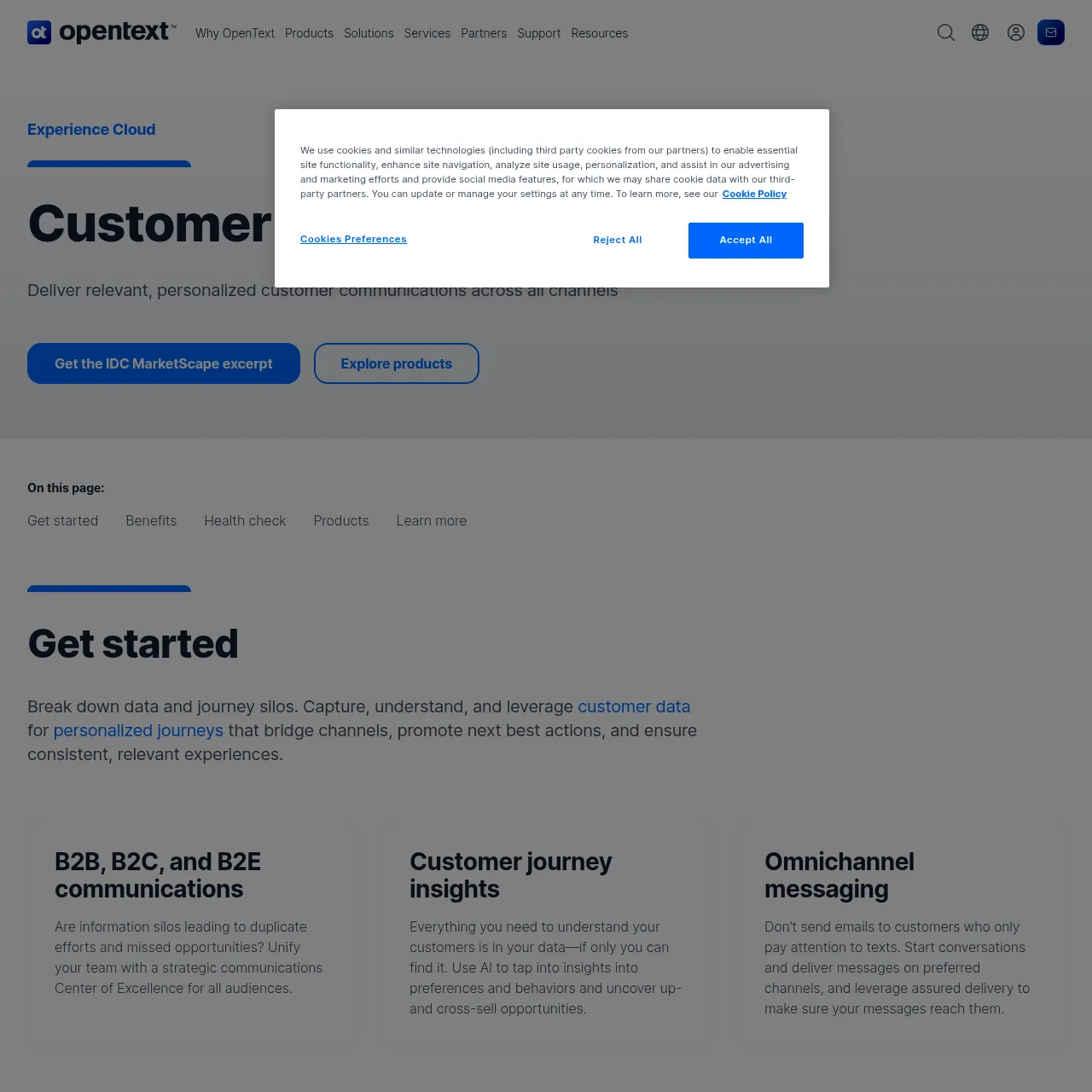 OpenText Customer Communications Software Platform interface