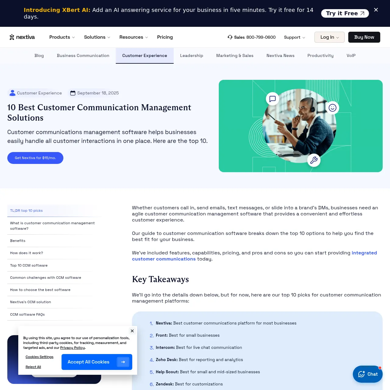 Nextiva customer communication management interface