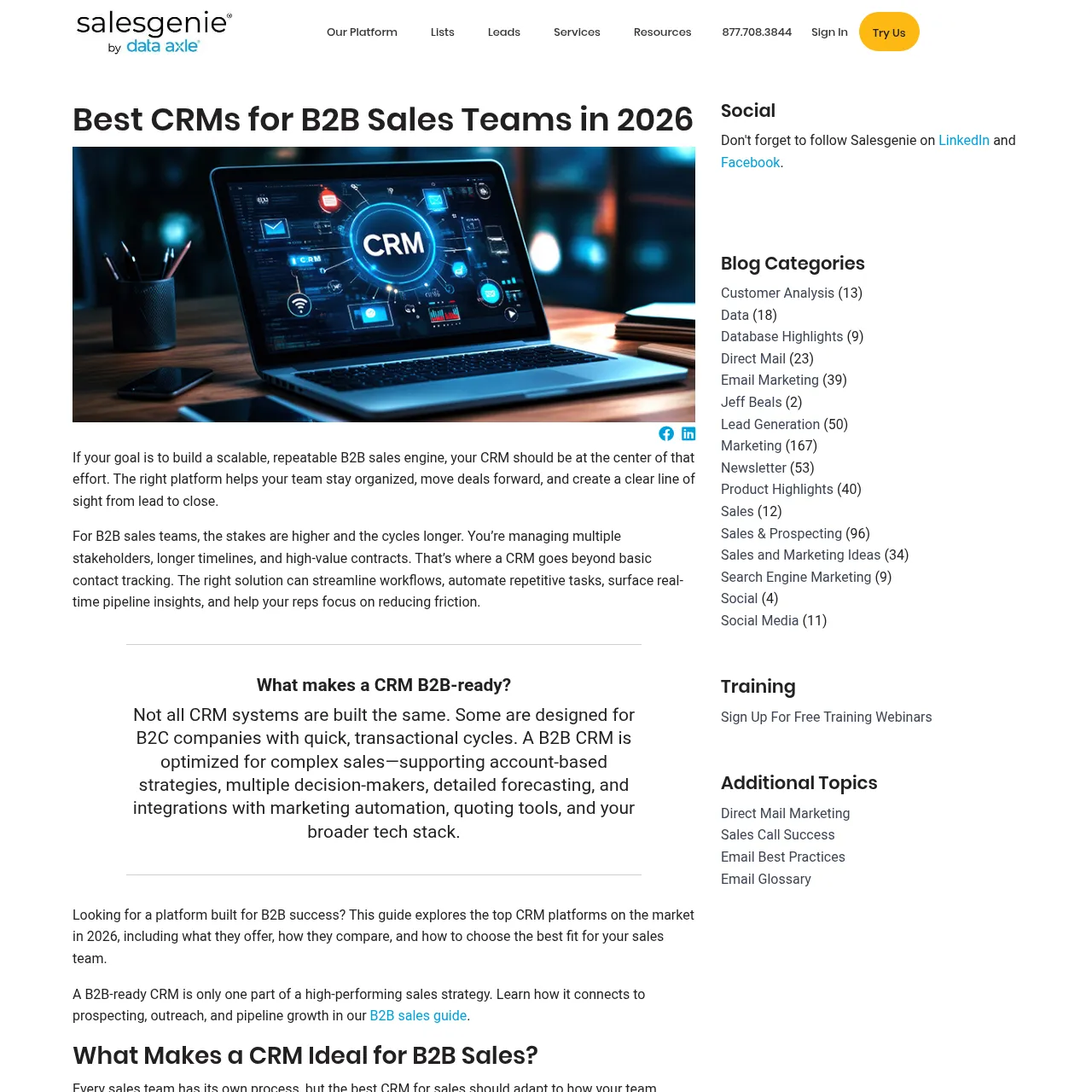 Salesgenie B2B CRM 比较指南