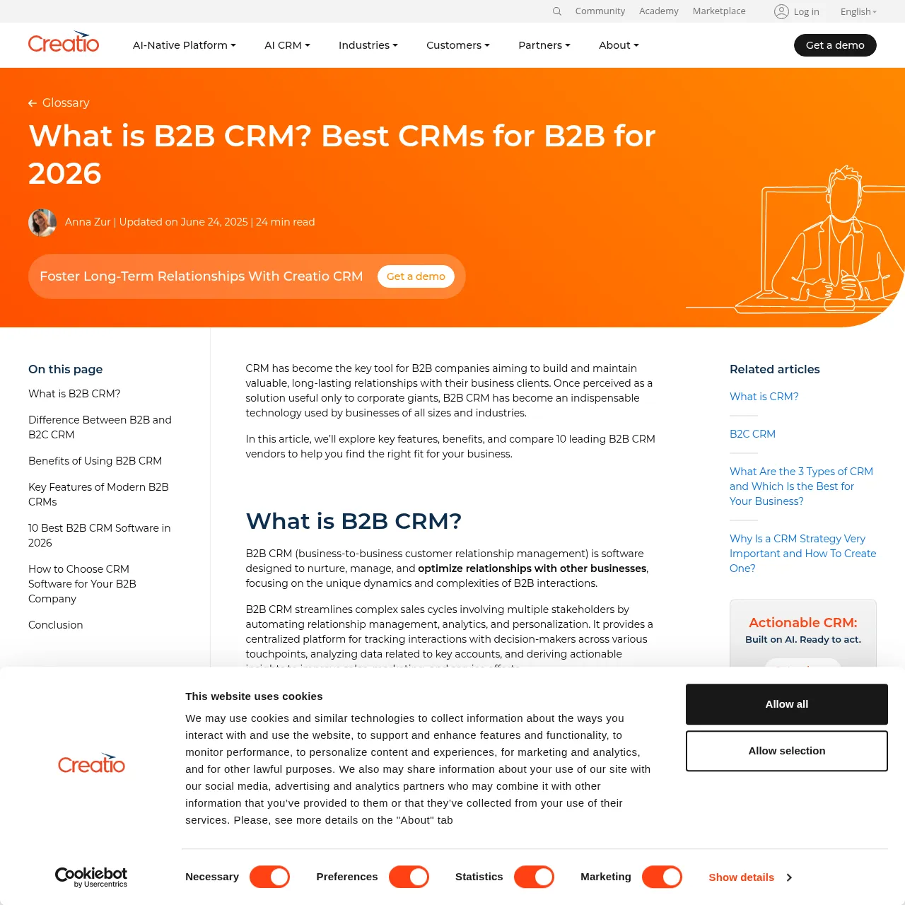 Creatio B2B CRM 平台