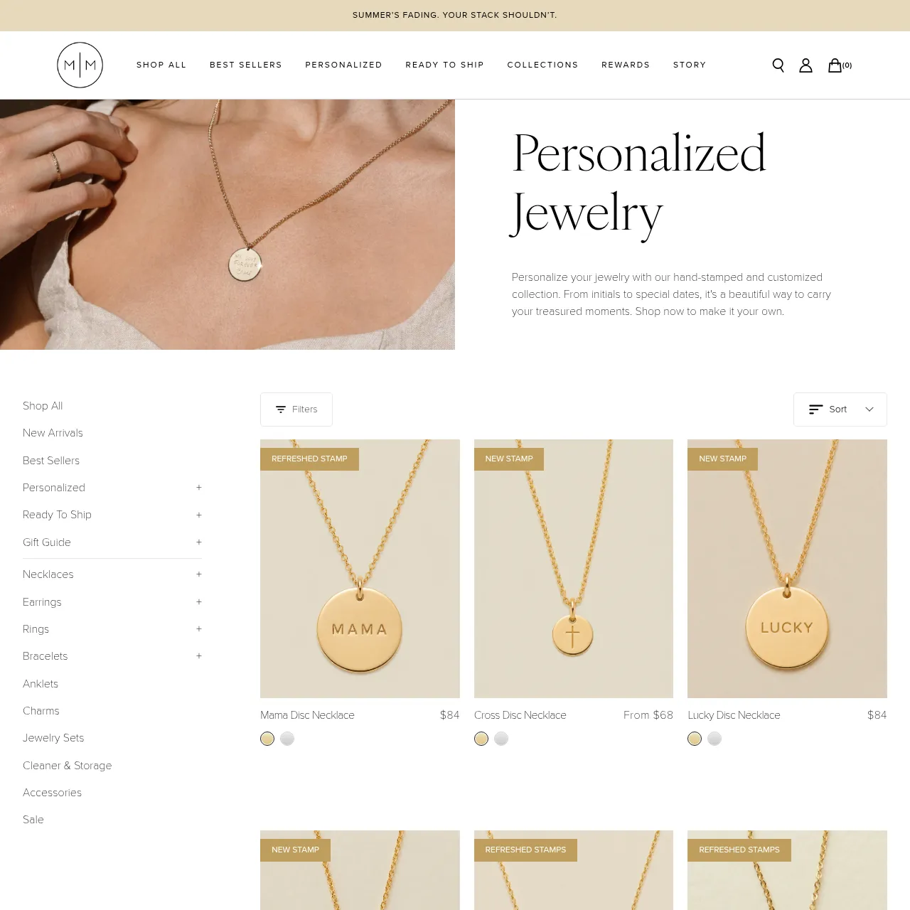 Made by Mary personalized jewelry collection