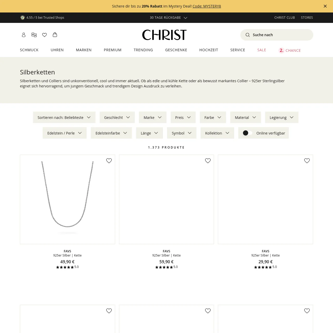 Silberketten (Silver Chains) — christ.de category page