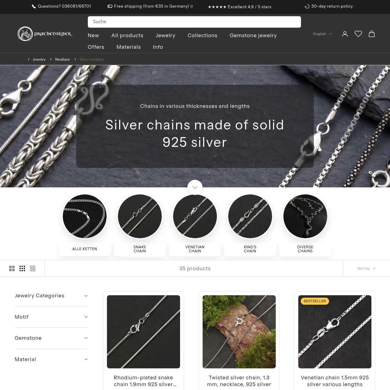 Silberketten — 925 Solid Sterling Silver Collection by Drachensilber