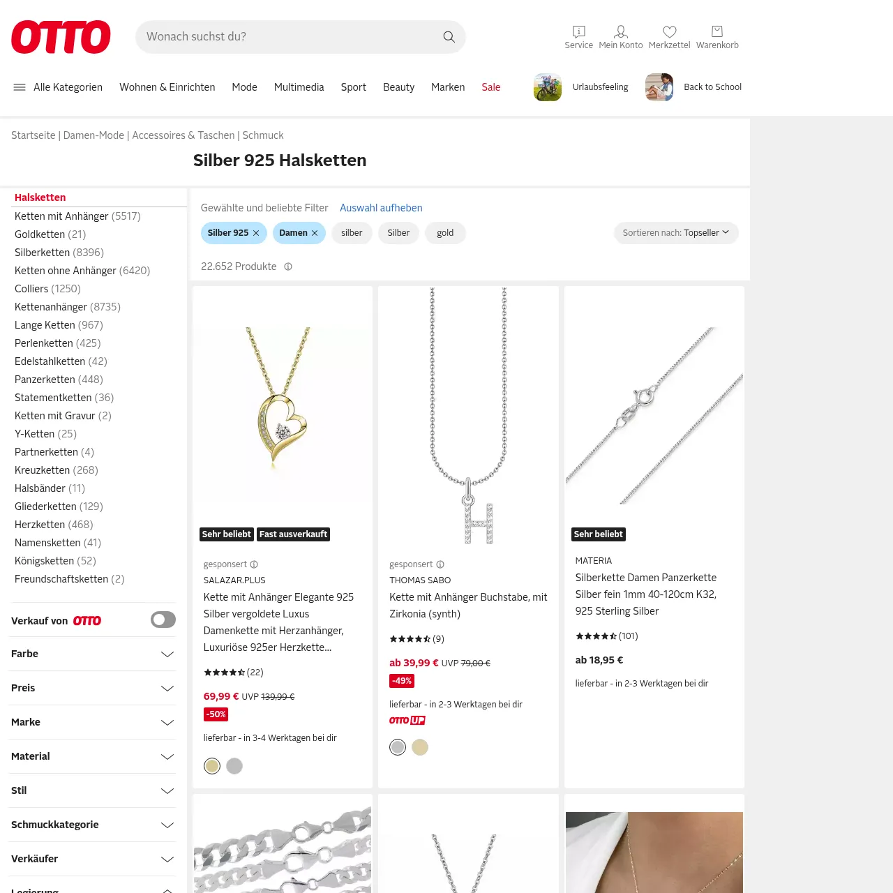 OTTO.de Silber 925 Halsketten Kategorie