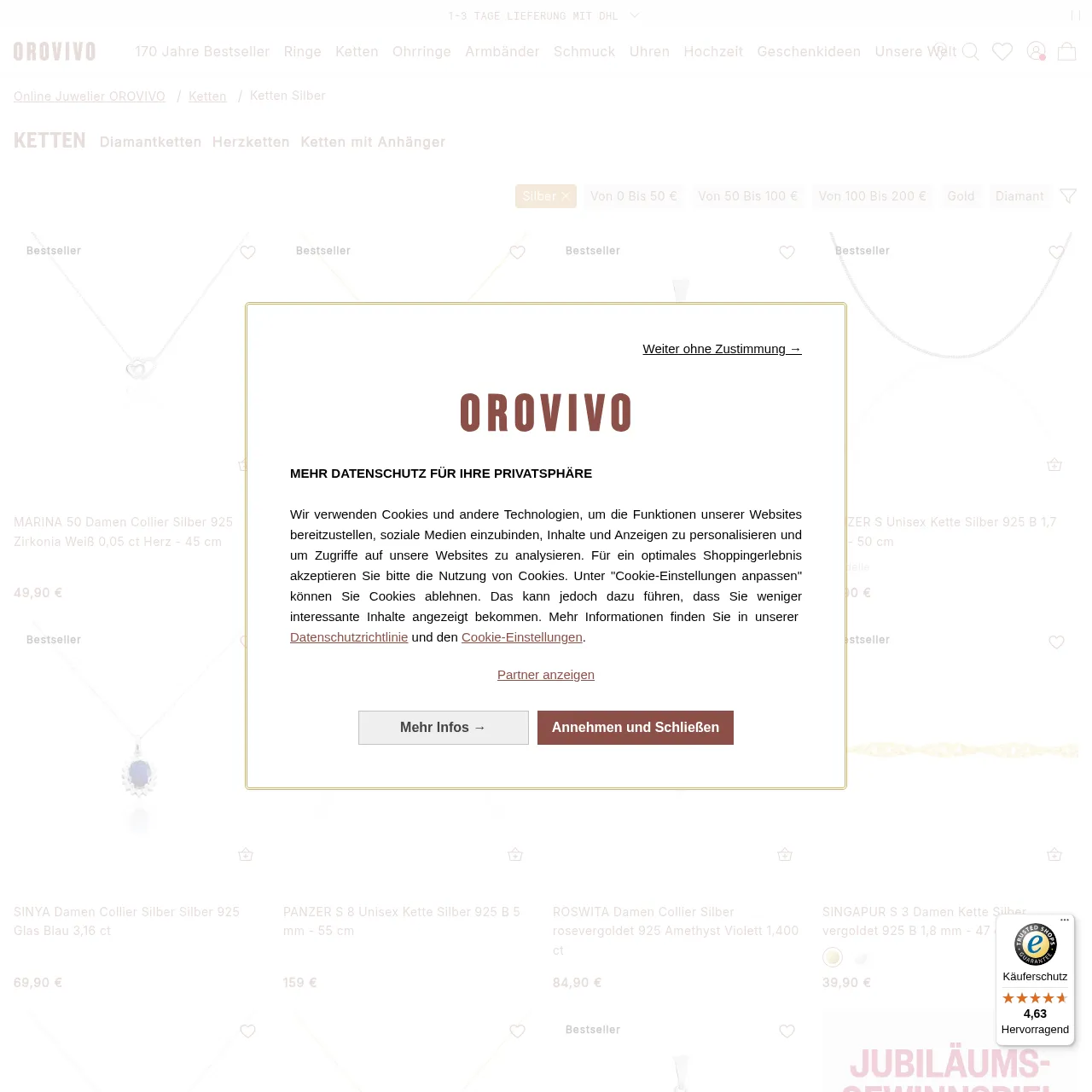 OROVIVO Silber Ketten Damen