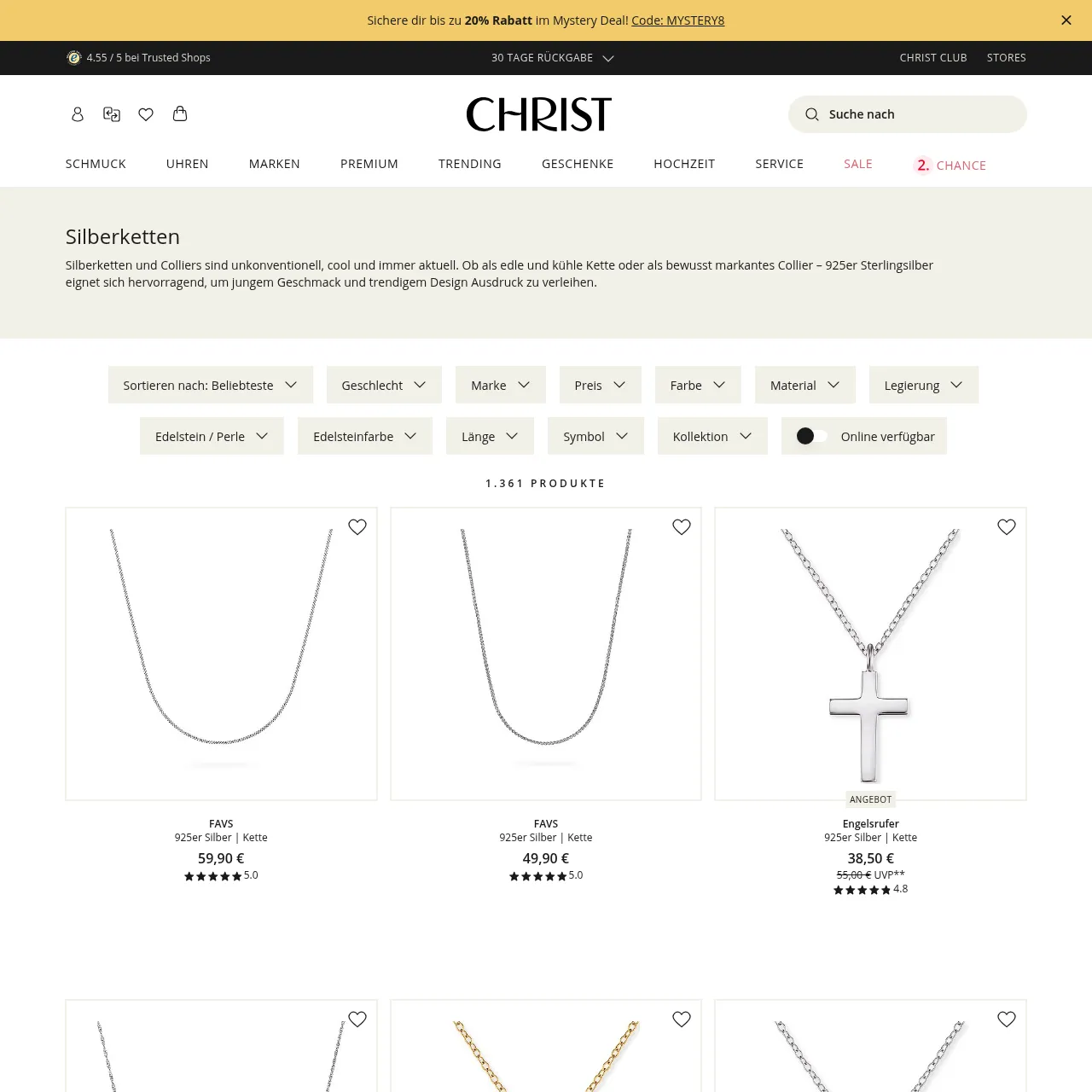 CHRIST Silberketten Damen Kategorie