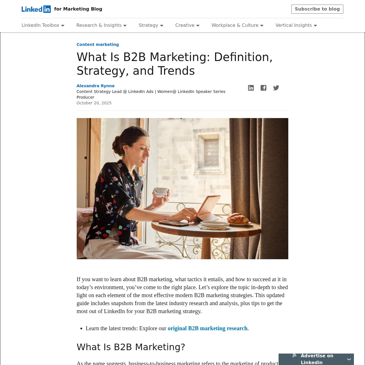 LinkedIn Marketing Blog on B2B Marketing