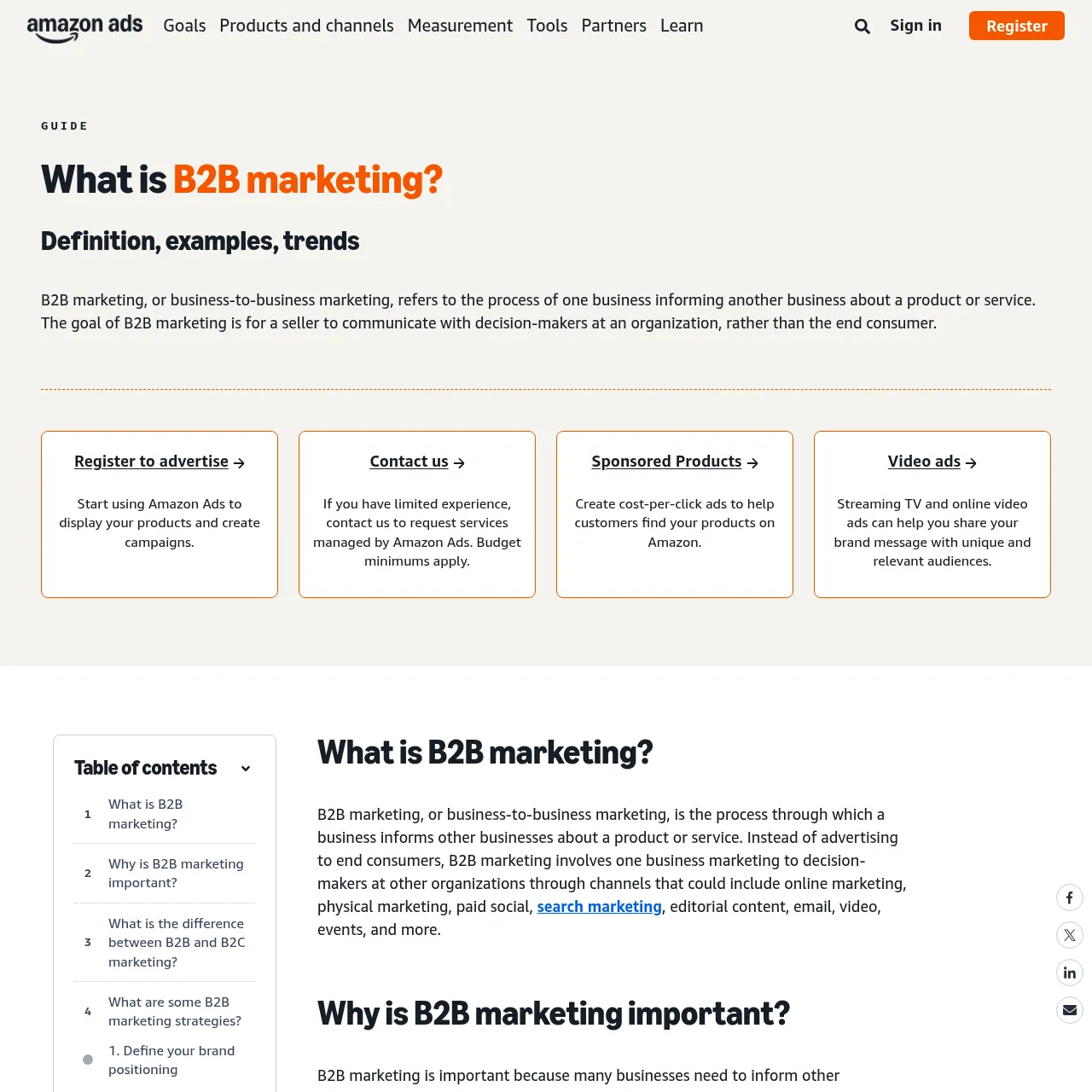 Amazon Ads B2B Marketing Guide interface
