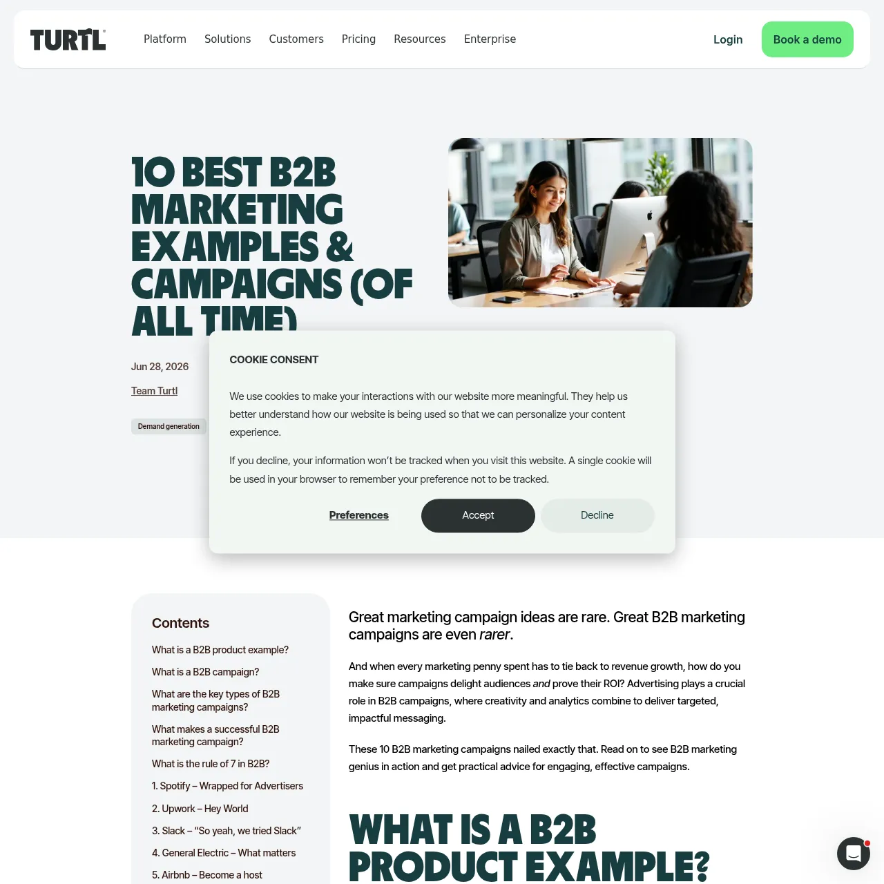 Turtl B2B content marketing platform