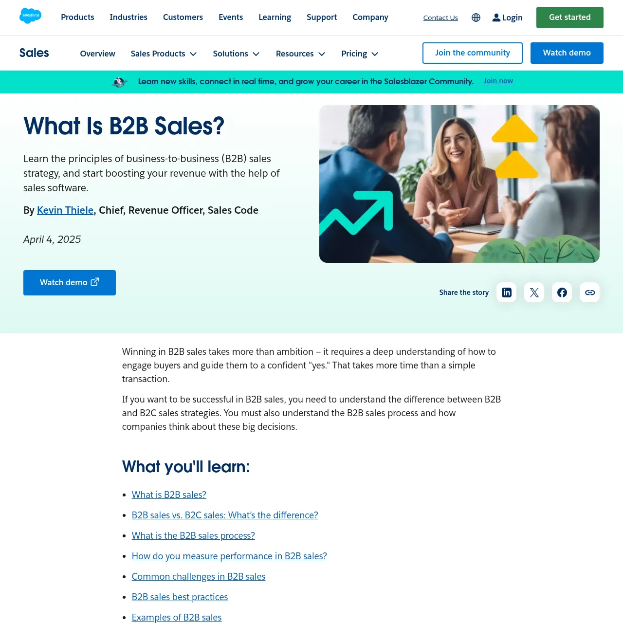 Salesforce B2B Sales Guide interface
