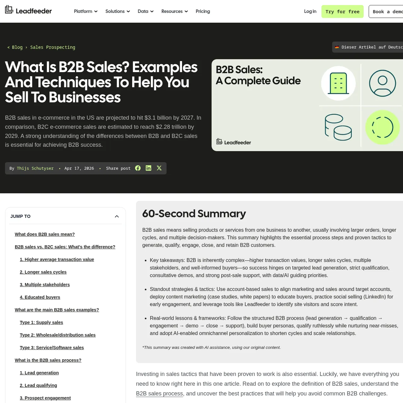 Leadfeeder — B2B Sales Intelligence & Lead Generation Platform interface