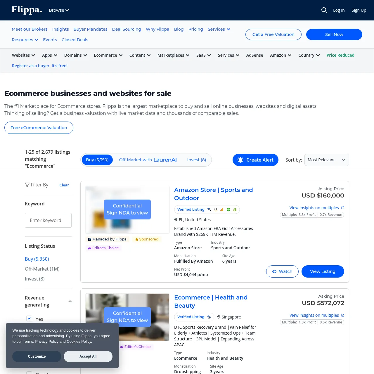 Flippa — Ecommerce Businesses and Websites for Sale Marketplace