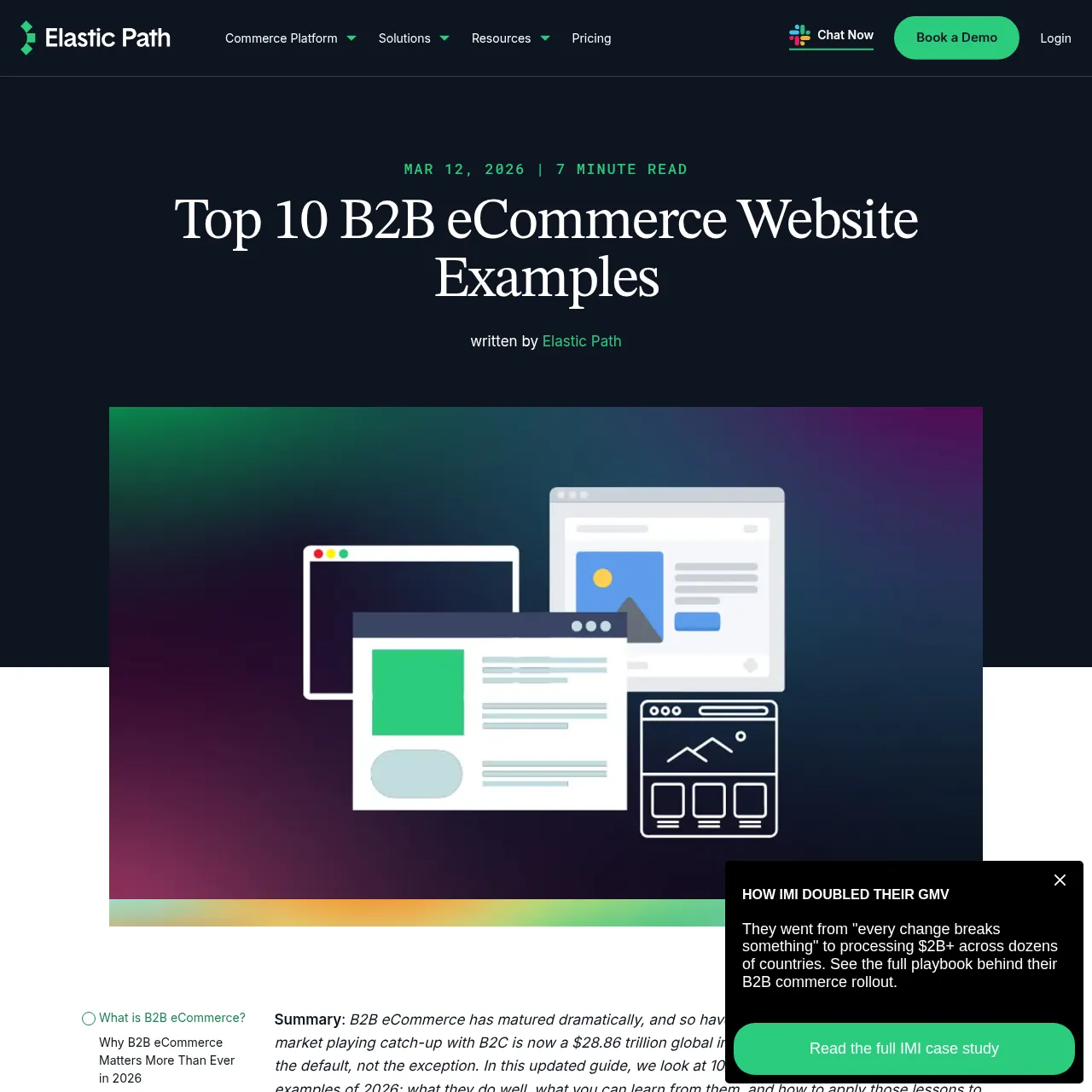 Elastic Path B2B eCommerce websites interface