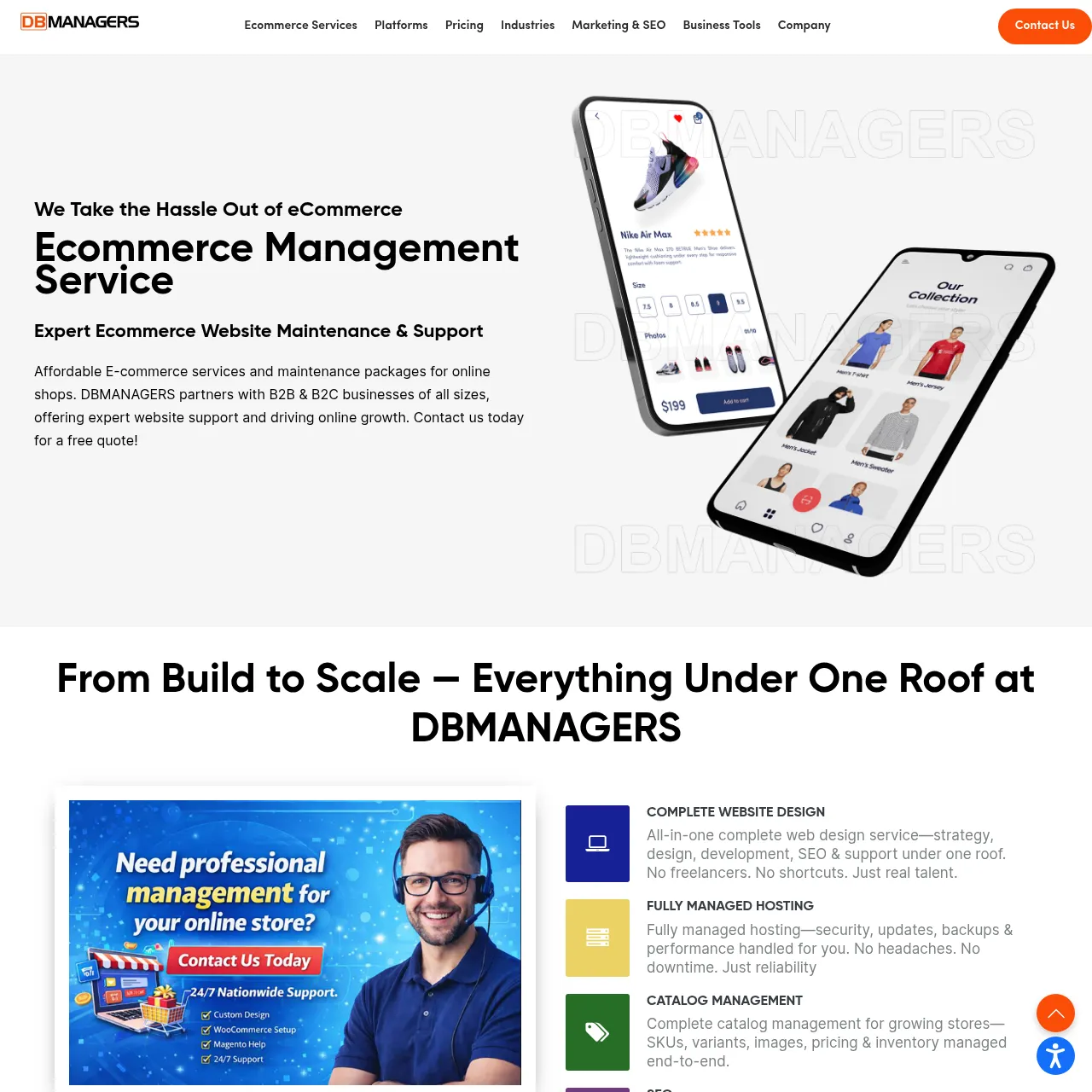 DBMANAGERS Ecommerce Management Services interface