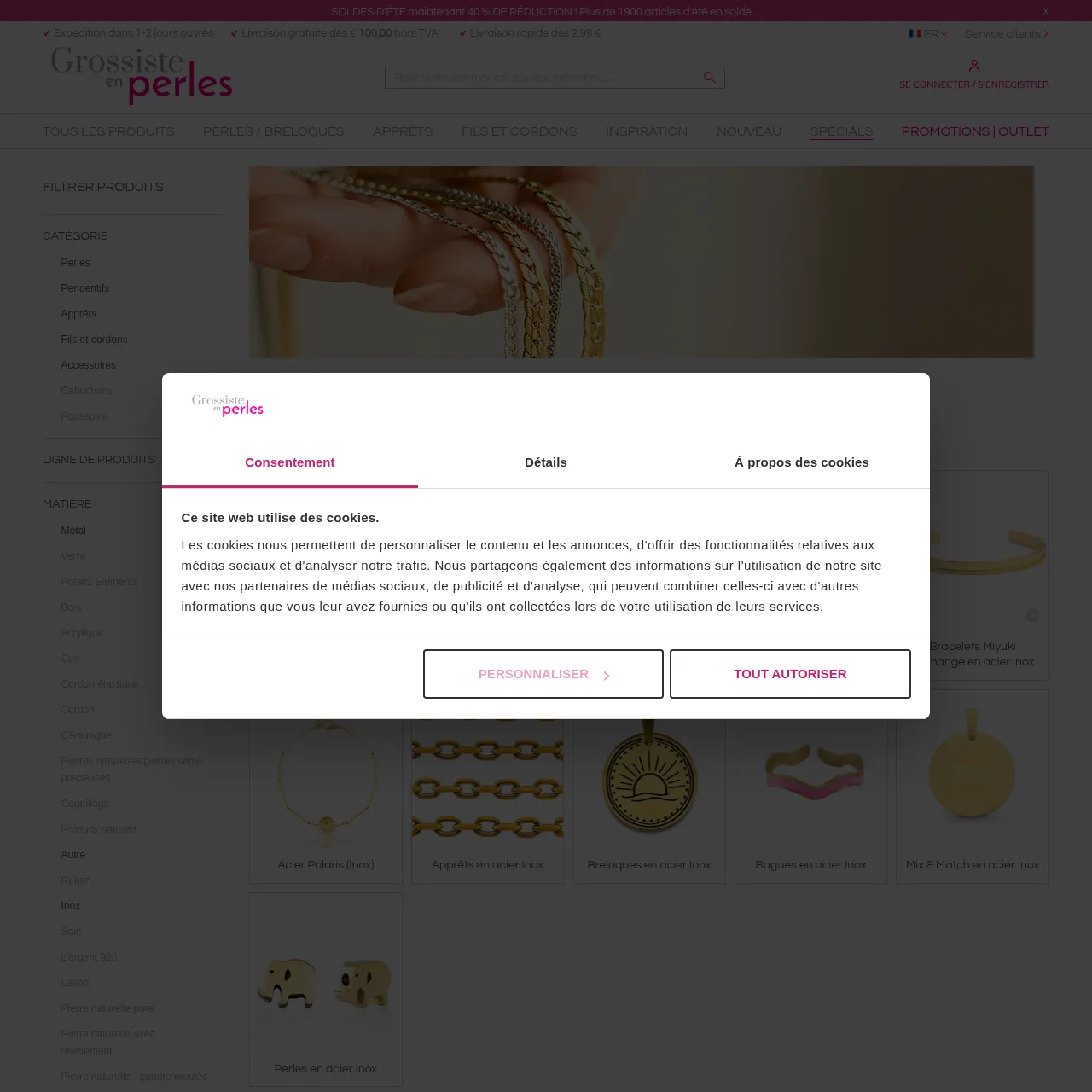 Grossiste-en-perles.fr — Bijoux en acier inoxydable sur portail multi-catégorie